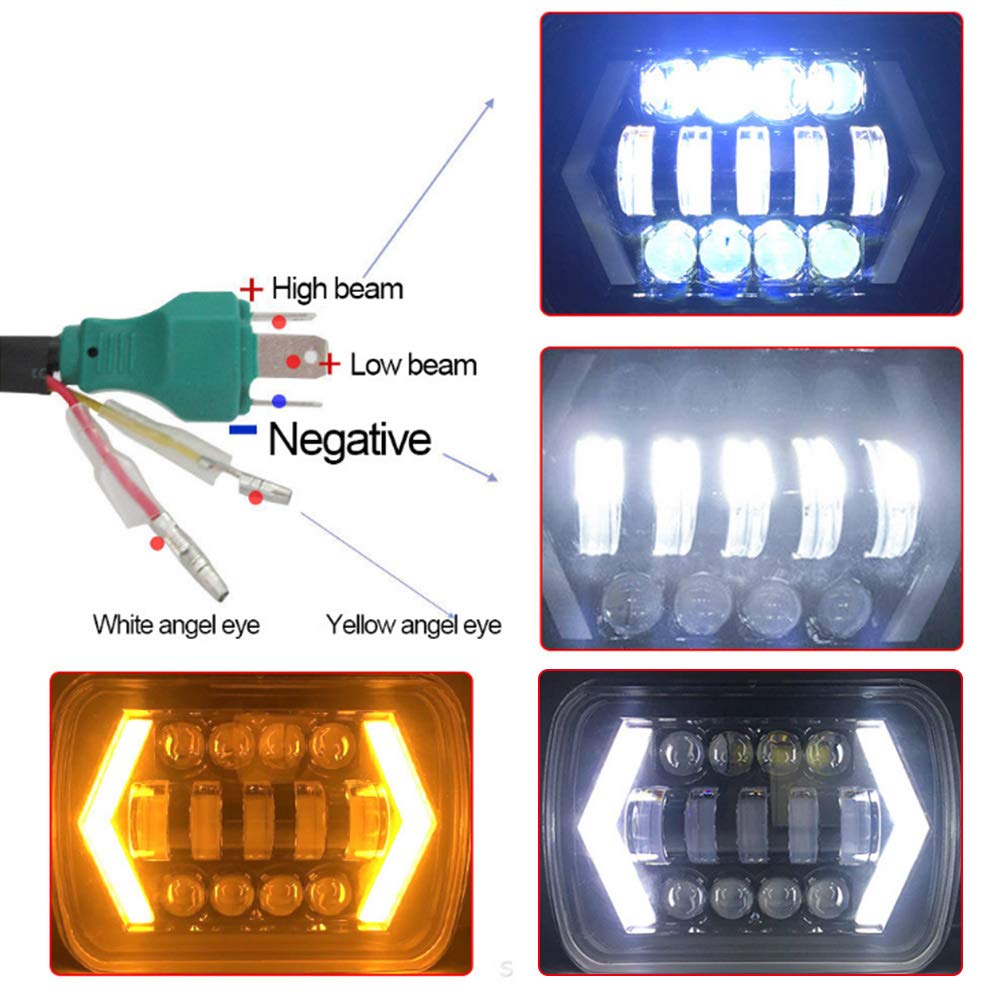 Qiilu Faros Delanteros LED de Trabajo led Faro LED de Coche Impermeable Off-road Foco para Moto ATV SUV Tractor Camión Barco de 5x7 Pulgadas con Cuadrada Haz Alto Bajo Apto para G3d109