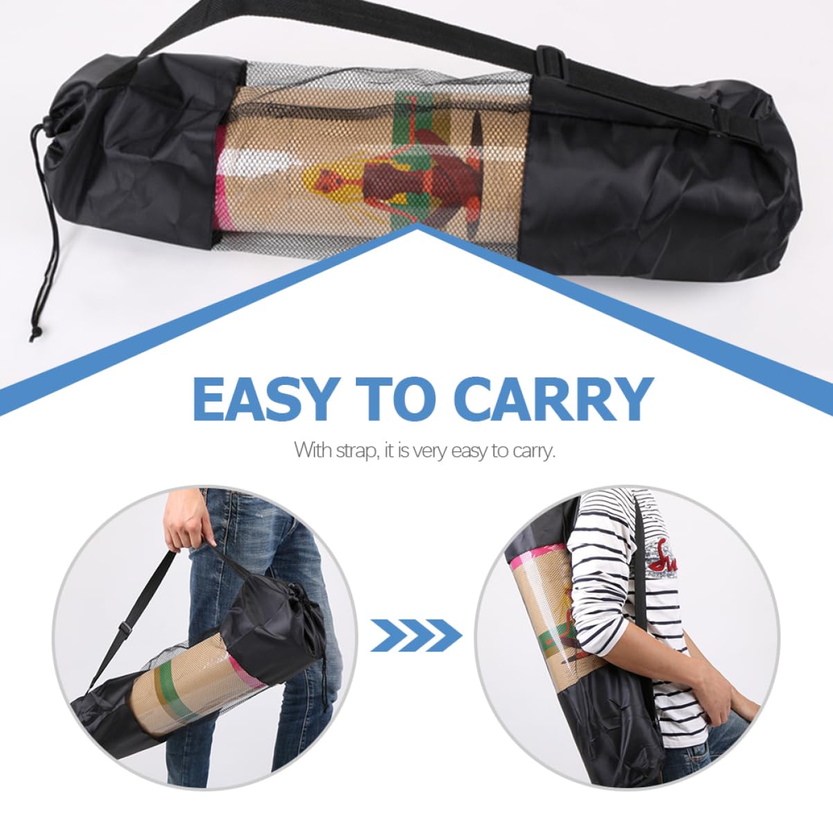 JOINPAYA 4pcs Yoga Mat Breathable Mesh Design Drawstring Closure Portable Yoga Pad Storage for Outdoor Sports Fits Mats Convenient and Stylish