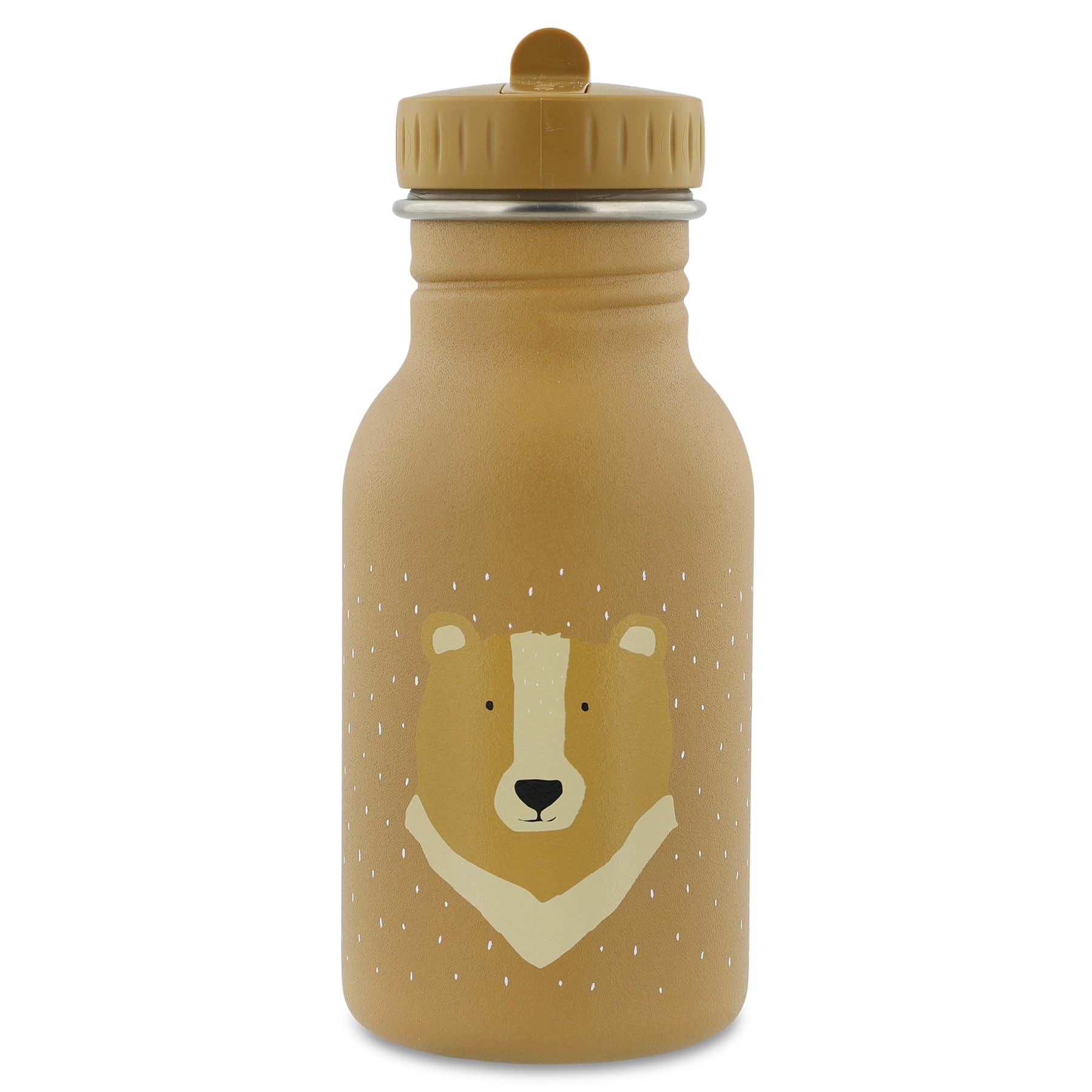 Trixie Baby stainless steel drinking bottle, 350ml/500ml, leak-proof, with carrying cord, slim design for little hands, shatterproof, from 3 years (Mr Bear, 350ml)