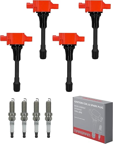 Marsram Bobina de encendido UF549 y bujía 9029 juego de 4 para Nissan Altima Versa Sentra Cube NV200 2007 2008 2009 2010 2011 2012 Nissan Altima