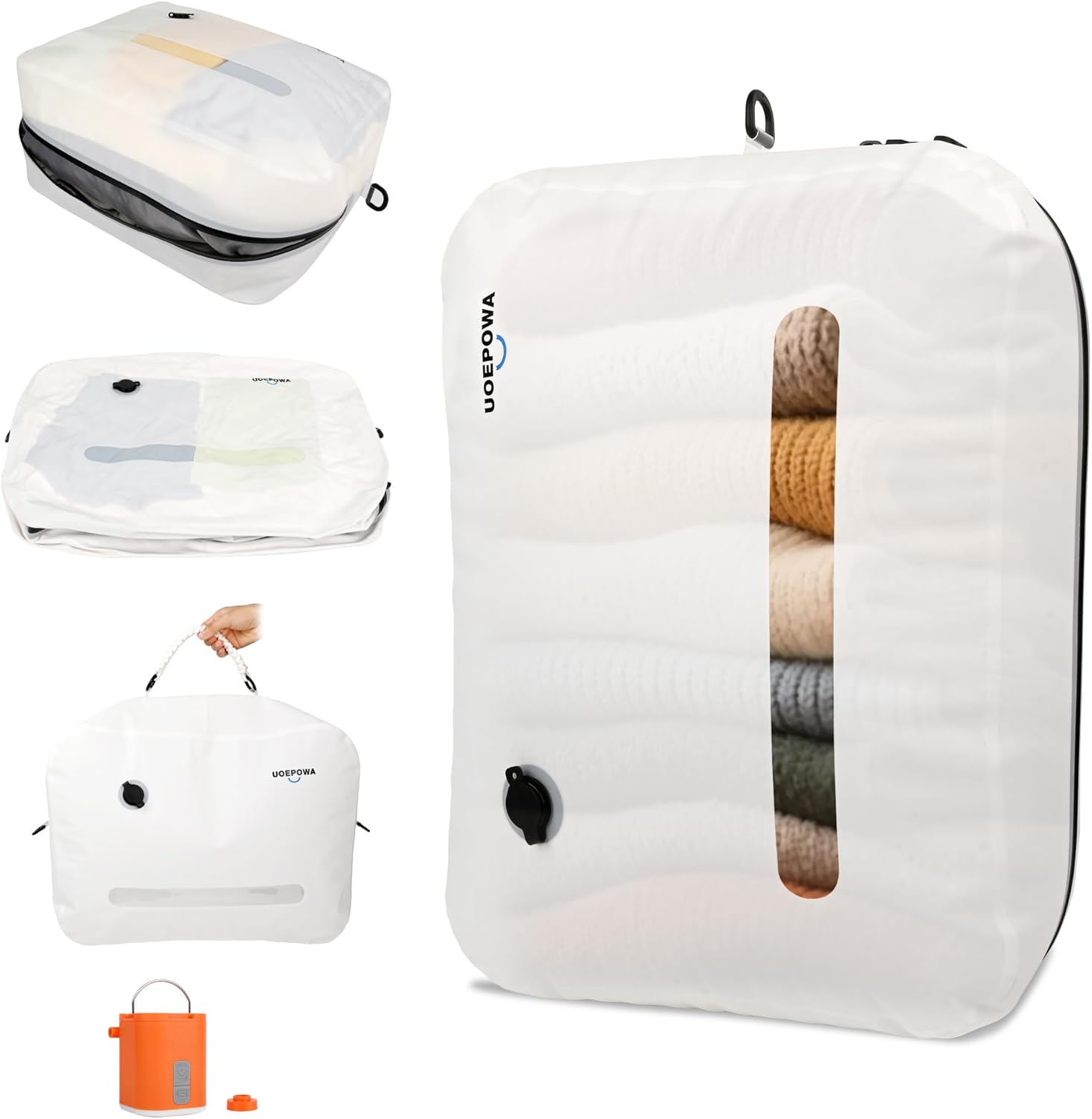 Travel Vacuum Bags with Pump – 33L Vacuum Seal Bags for Clothing, IPX8 Waterproof Vacuum Storage Bags with Handle for Luggage, Backpack, Suitcase, Home & Outdoor