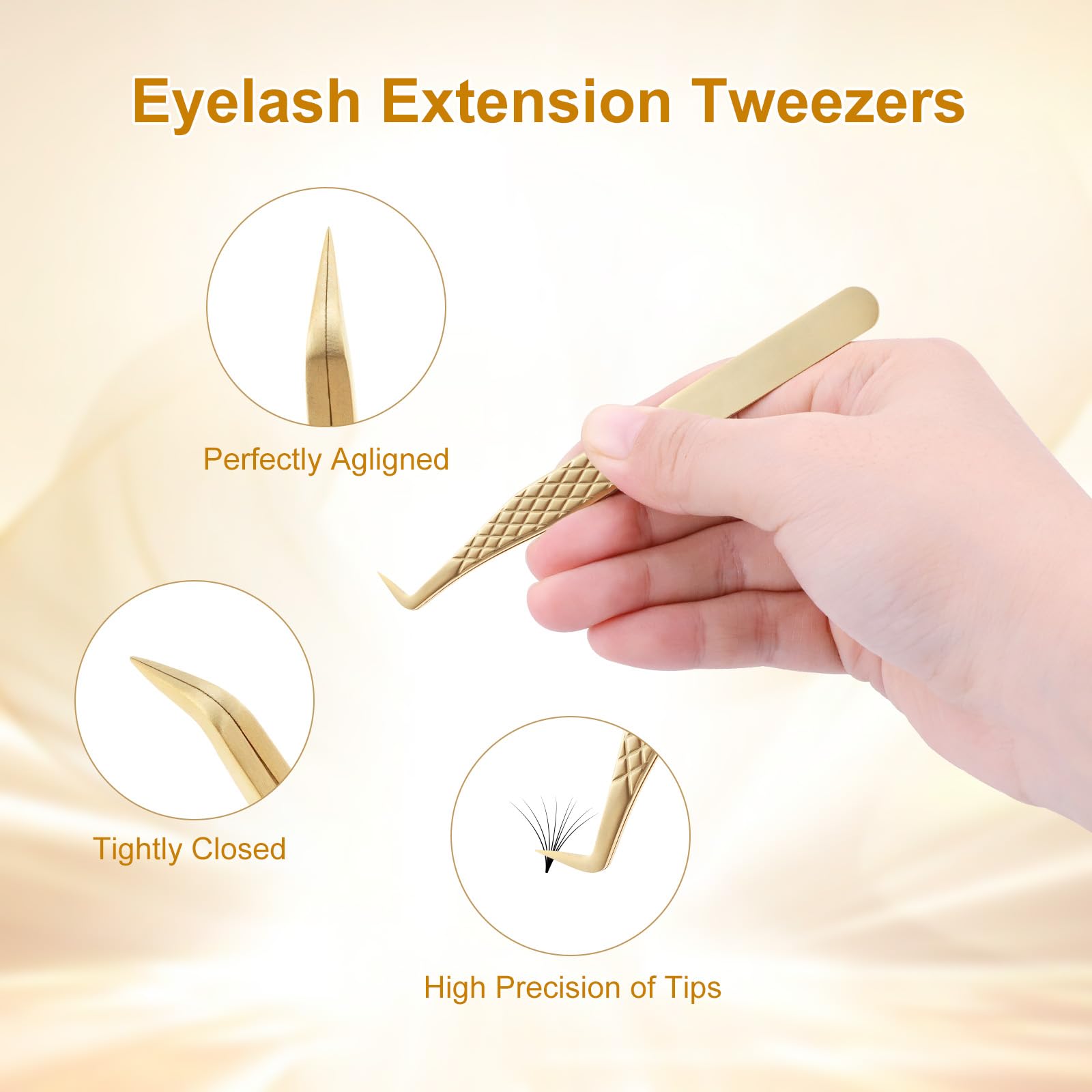 NAGARAKU Precision Fiber Tip Tweezer for Eyelash Extensions Diamond Grip Anti-Static Anti-Slip Premium Stainless Steel Pointed Volume Eyelashes Boot Tweezers with Box(Seven Shaped Tweezer AG-11) - Image 2