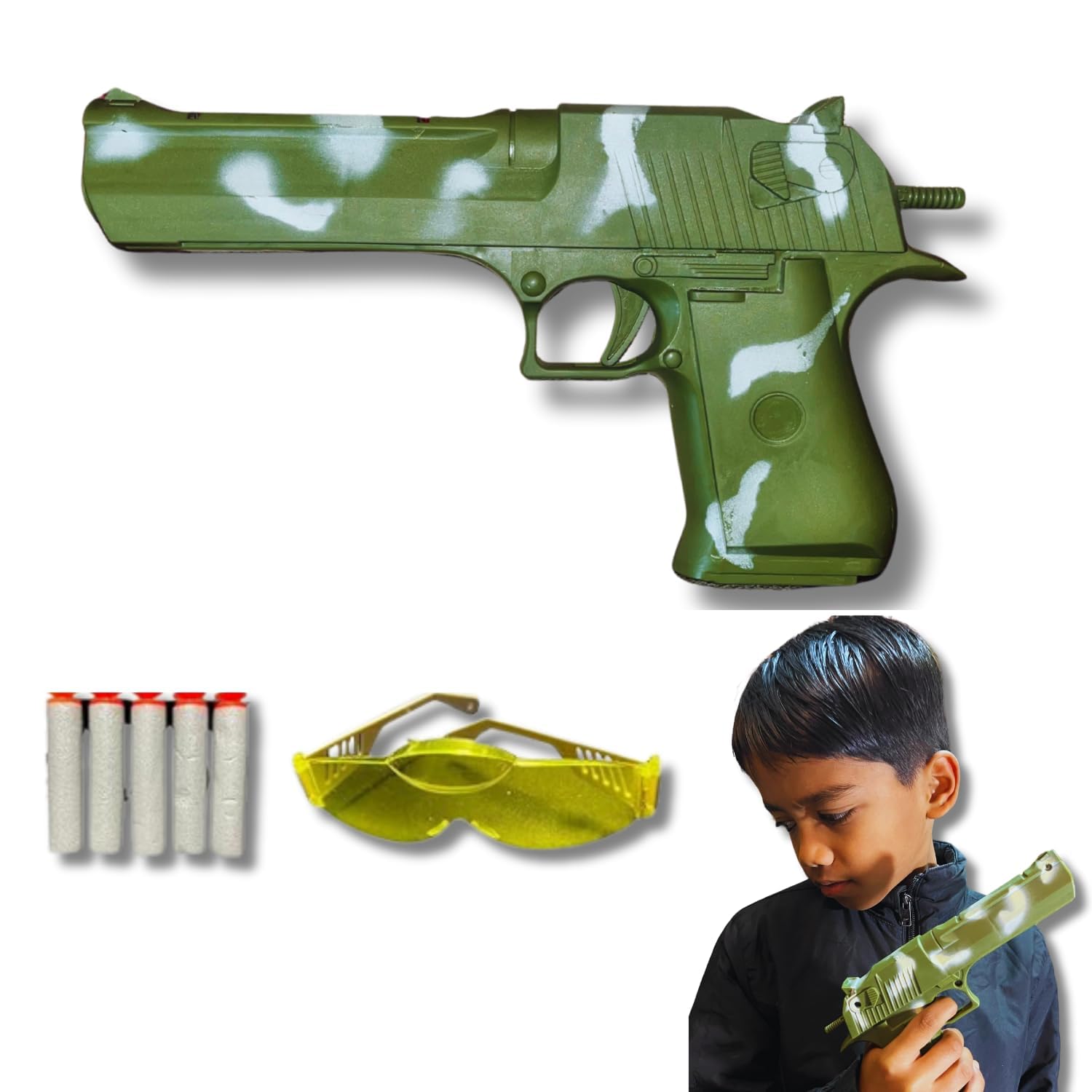SKITTER Gun for Kids | Foam Blaster with 5 Soft Bullets | Free Sunglasses | Non Harmful ABS Plastic | Safe for Kids | (B0CWYTB3LL) Amazon Price History, Amazon Price Tracker