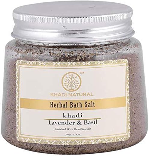 Khadi Natural Ayurvedic Lavender Basil Bath Salt|Antiseptic Properties| Soothes irritated skin|Warm water bath|Relaxes muscles| Suitable for all…