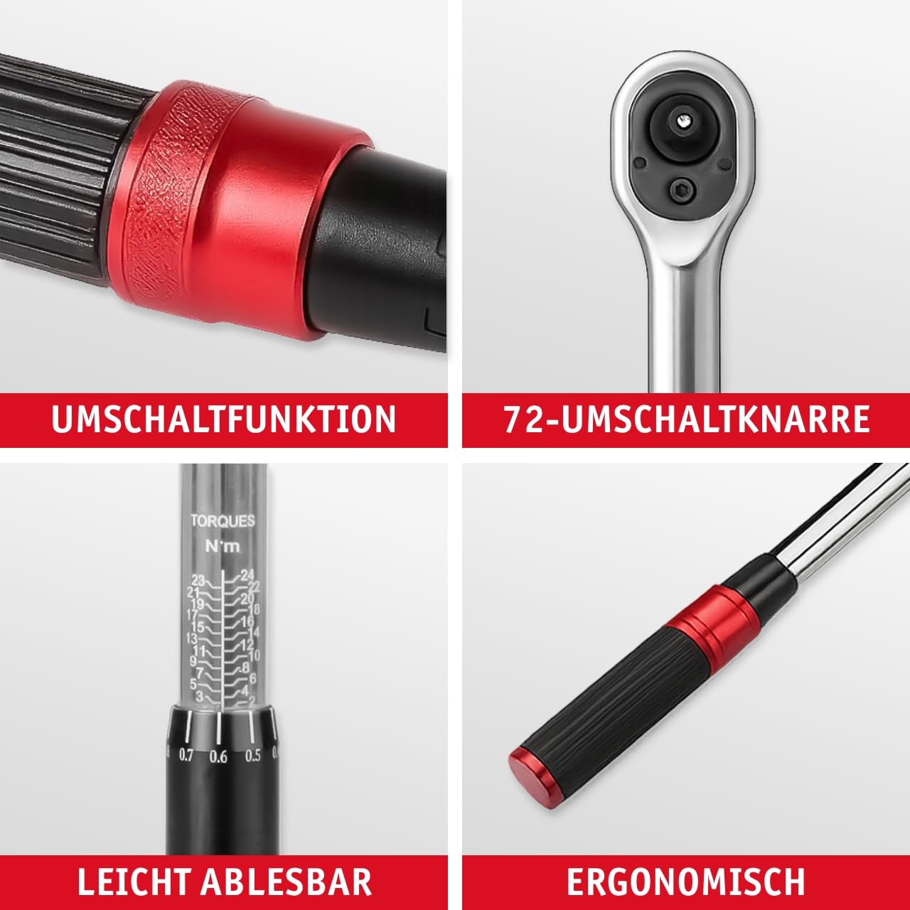 WALTER Fahrrad Drehmomentschlüssel Set 2–24 Nm – 21-tlg. Werkzeugset Ratsche mit Bits, 1/4" Umschaltknarre – sicheres Drehmoment Werkzeug für MTB, E-Bike, Rennrad, Scooter