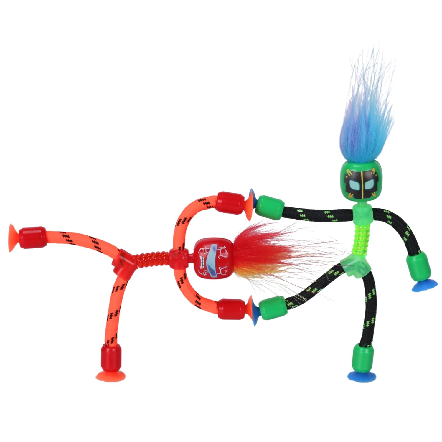 Zing RopeBot Suction Toy - Action Figure with Suction Hands & Feet, Red + Green, 4 inches