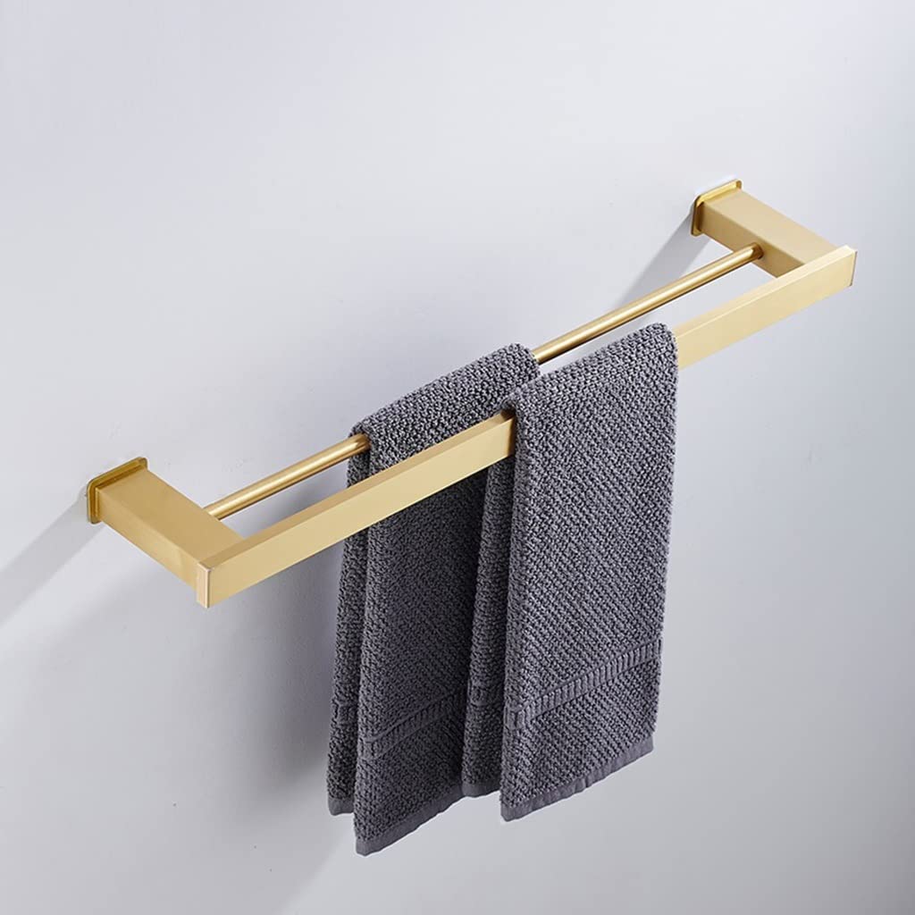 Towel Rack, Towel Rail for Bathroom, Light Brushed Space Aluminum Hand Towel Holder, Bathroom Towel bar, Bathroom Towel Rail, Double Rod Hanging Shelf /60cm/a (Double Pole 60cm a)