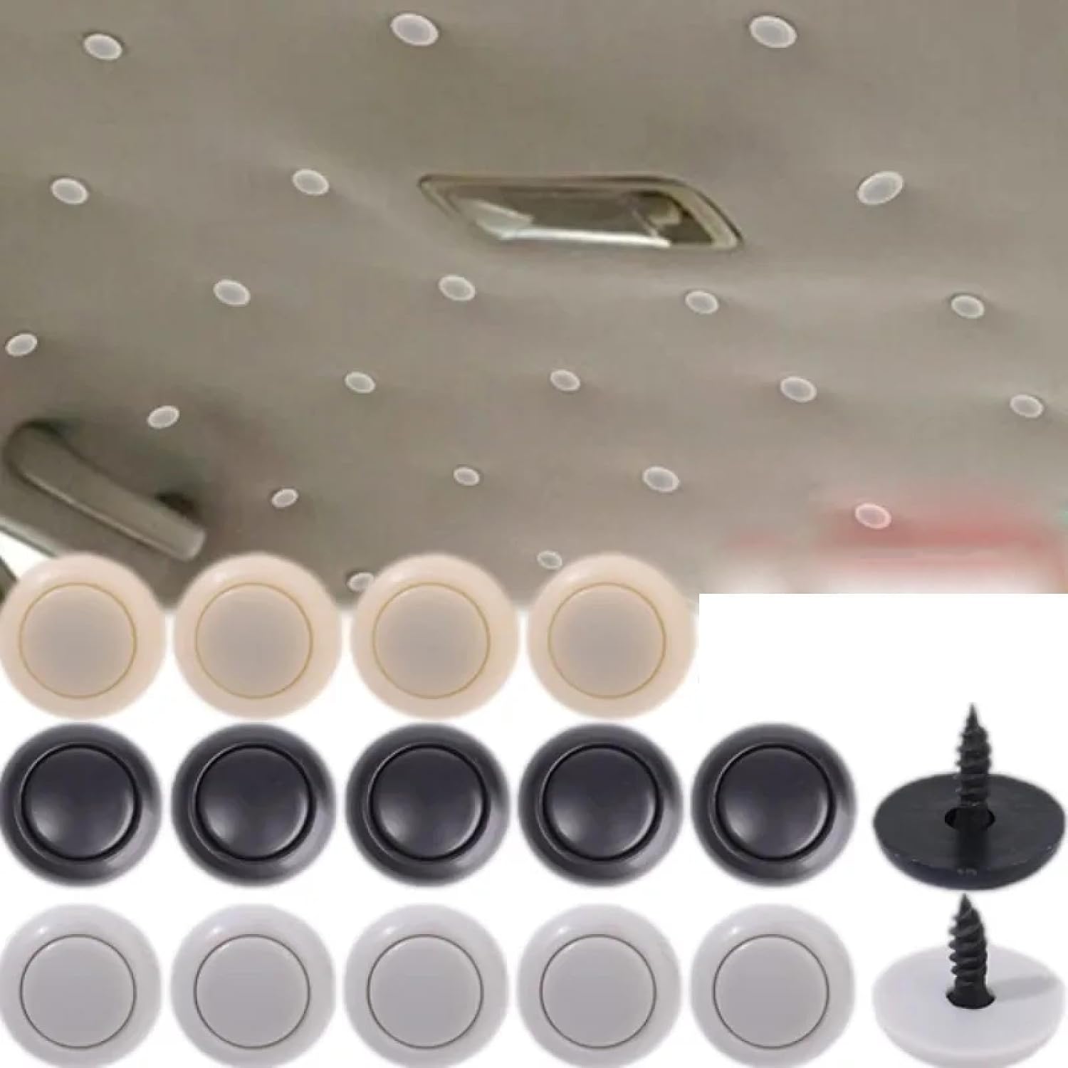 Car Retainer Fastener Clips Car Ceiling Buckles Fixing Clips Car Interior Roof Screw Rivet Retainer Fastener(20Pcs Black)