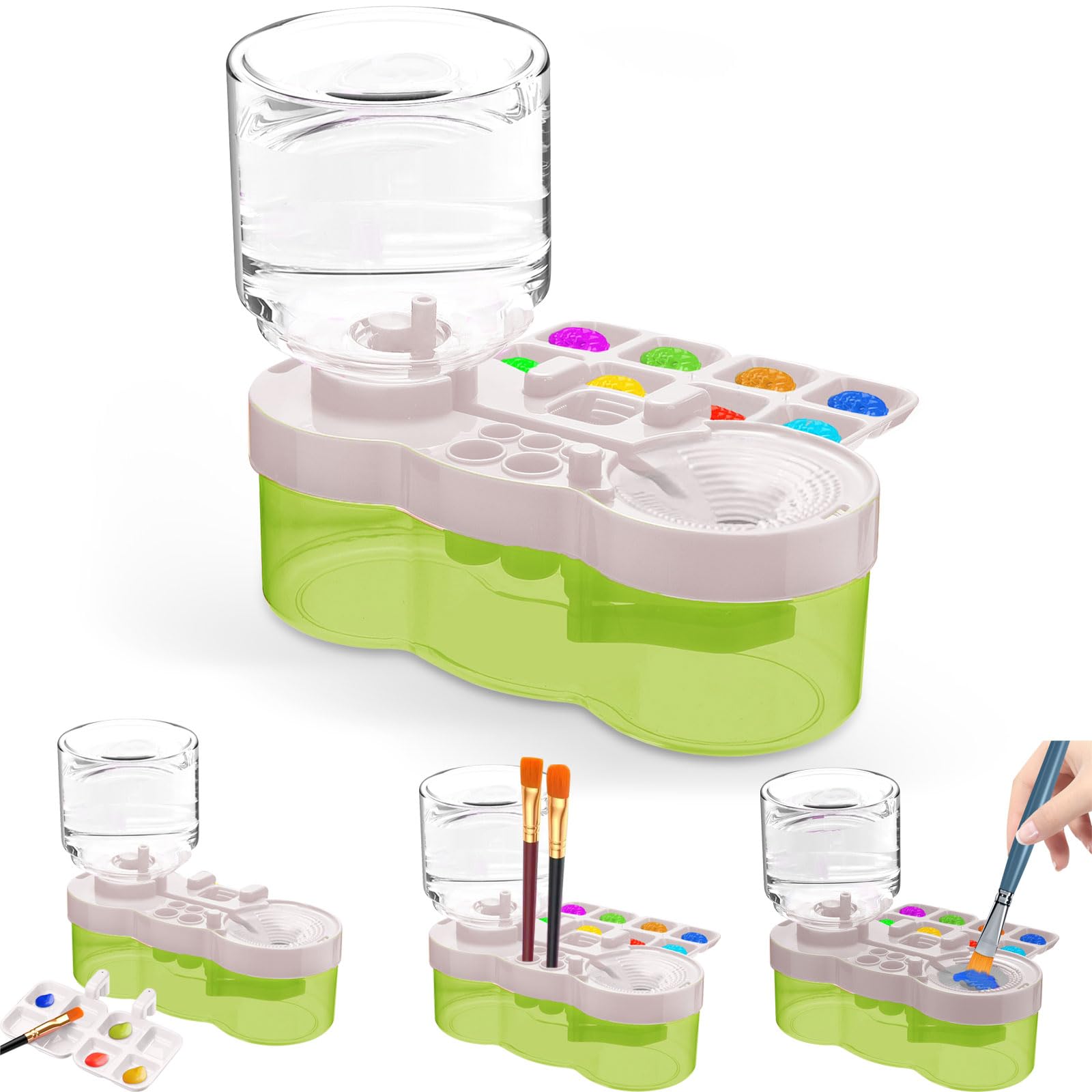 JEChrochen Paint Brush Cleaner Tool, Washing My Brush, Water Cycle Brushes Rinser with Brushes Holder and Palette, Brush Rinser Dispenser,Painting Art Supplies Stuff for Artist Artist Kids