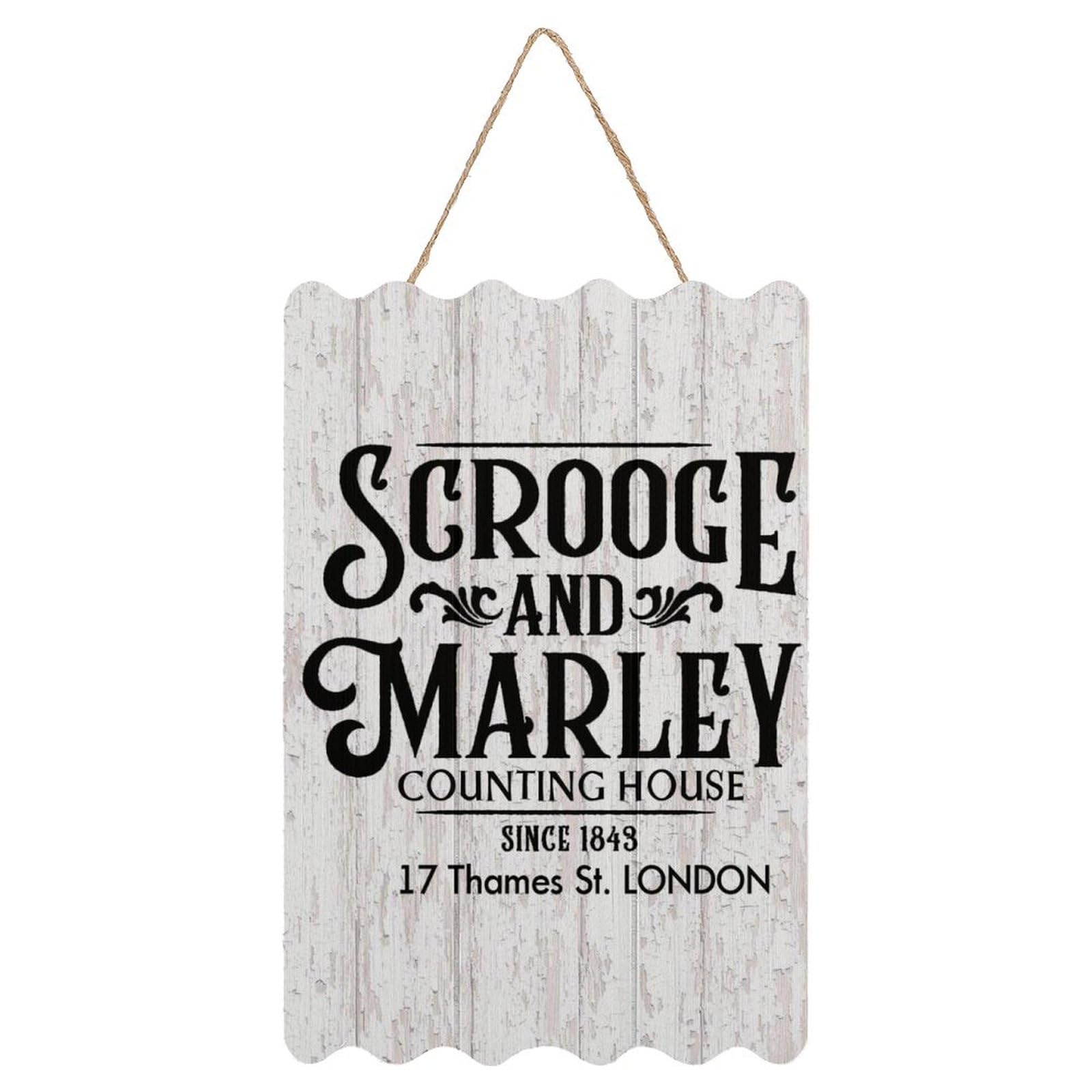 Farmhouse Wood Plank Hanging Sign Scrooge And Marley Counting House Wood Plaque Sign Quote Rustic Home Decor Signs for Dinning Room Cottage 8x12 Inch