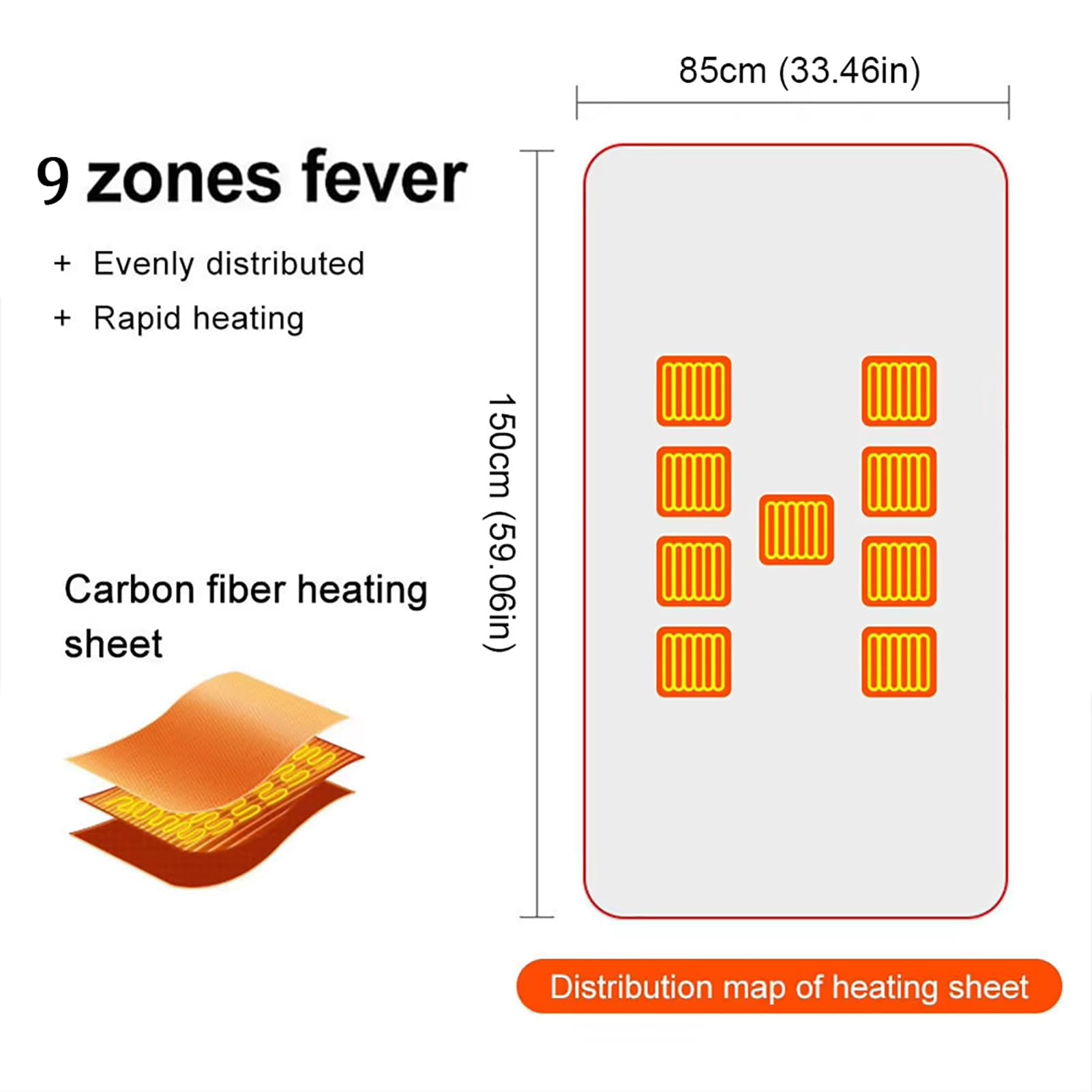 Mantón Calefactable USB De 59''x33'', Manta Eléctrica Inalámbrica Calefactora Portátil Con Botones Para Viajes Oficina En Casa, 3 Niveles Calefacción Y 9 Áreas Calefactadas, Lavable a Máquina