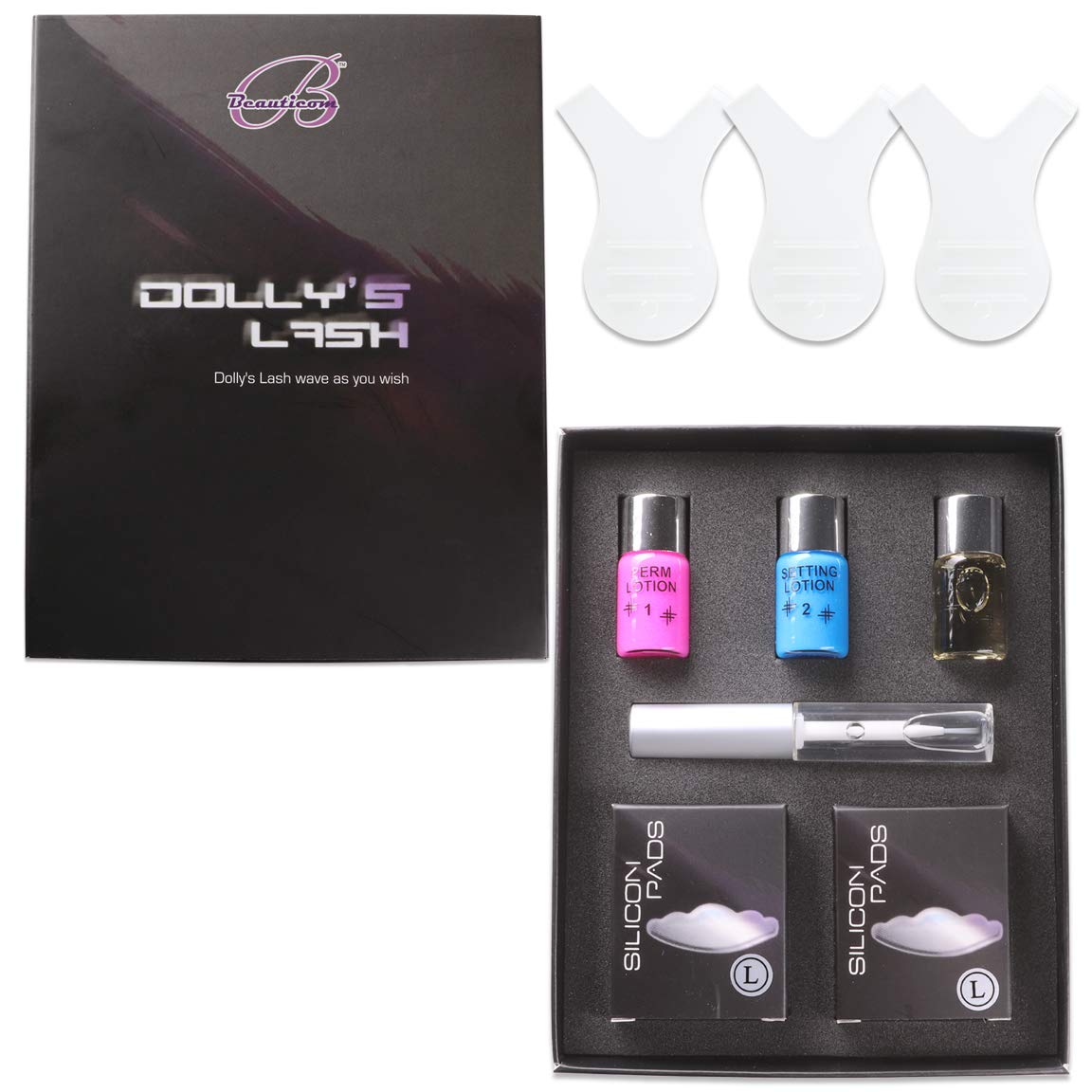 Dolly's Lash Professional Eye Lash Wave Lotion Kit with 2 Boxes of LARGE Pads
