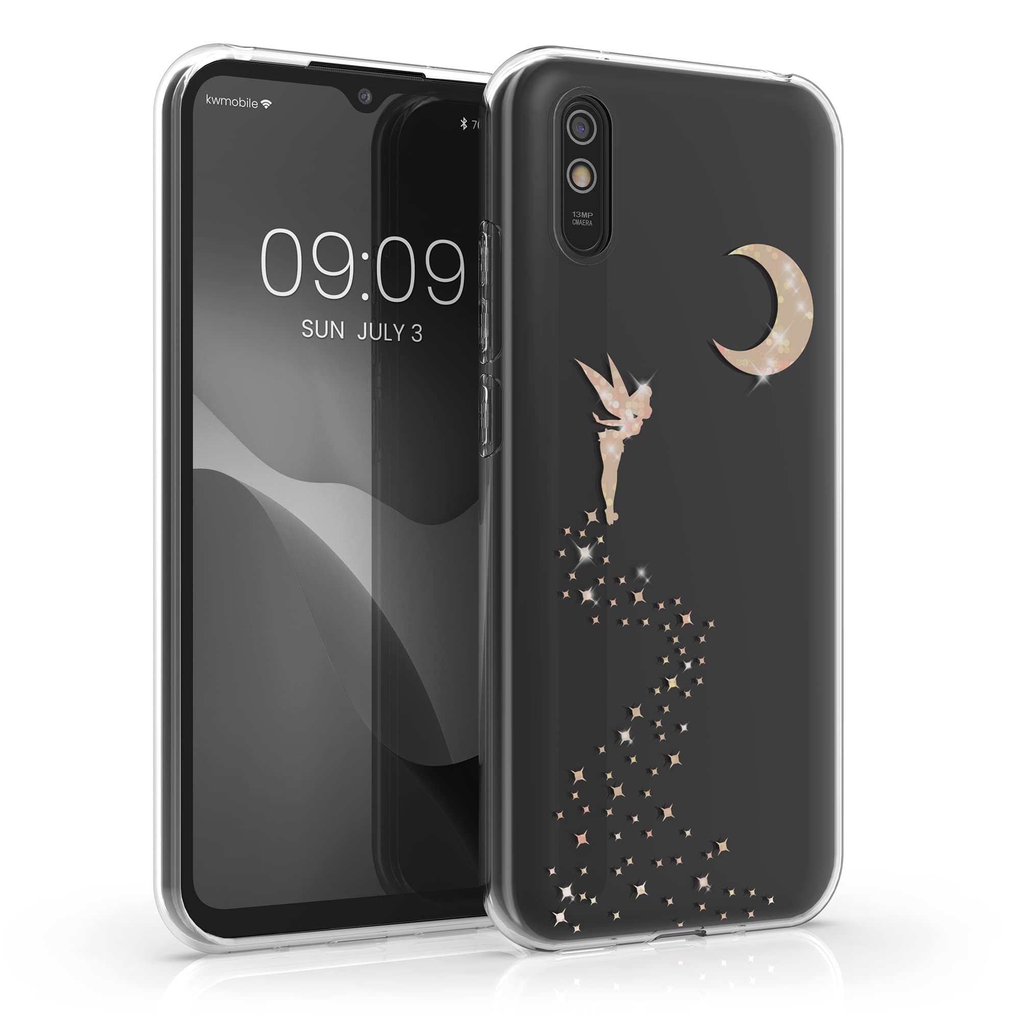 Funda Para Xiaomi Redmi 9A / 9AT - Carcasa TPU Transparente Con Diseño De Hada Brillante En Oro Rosa