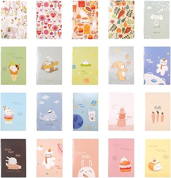 20Pcs Mini Notebooks 10.5 x 7 cm Pocket Notebook 32 Pages Lined Note Books