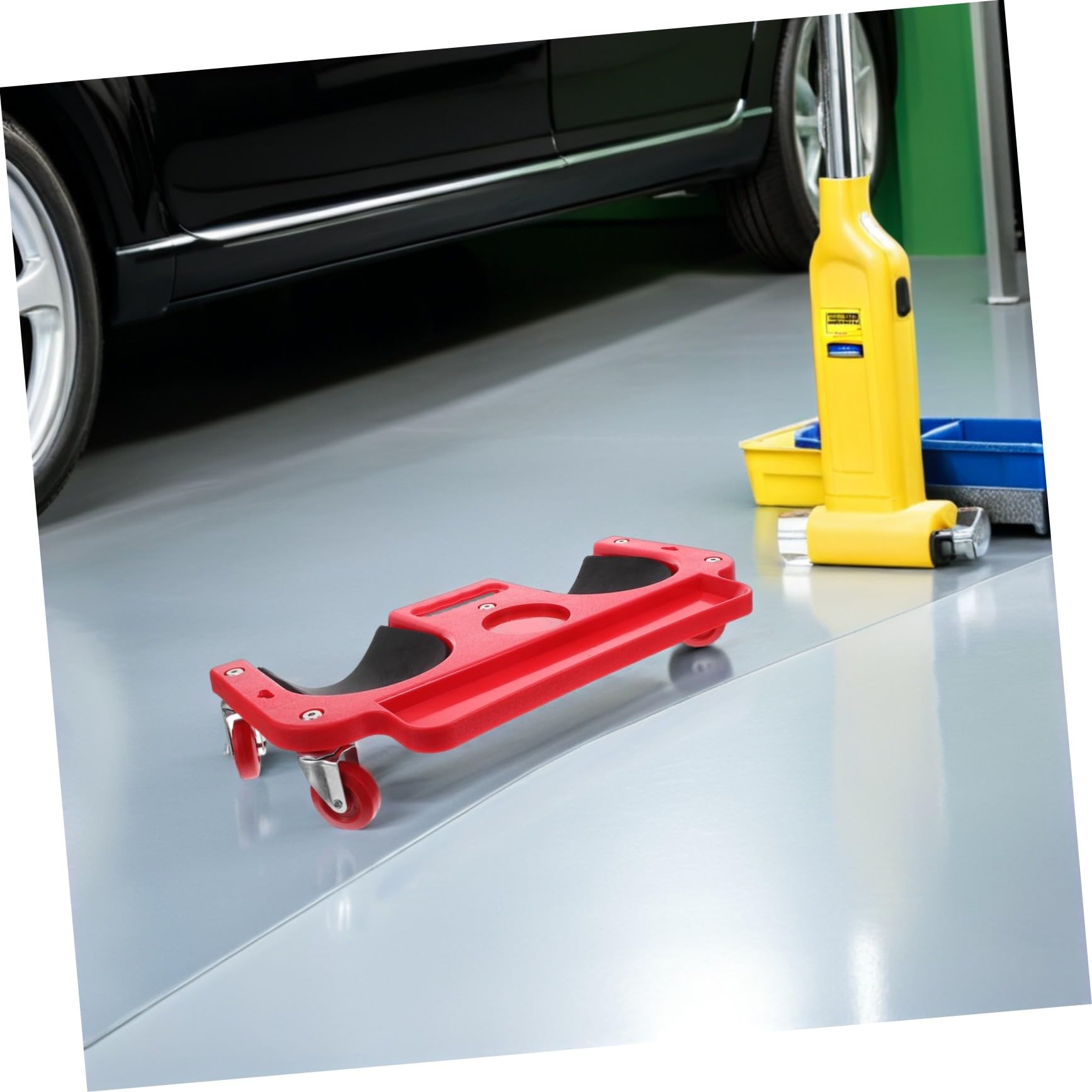 BESTYASH Protectores de Rodilla con Ruedas para Construcción y Reparación de Coches Cojín Ergonómico para Trabajo Suelos y Azulejos Almohadilla Resistente y Cómoda para Mecánicos y