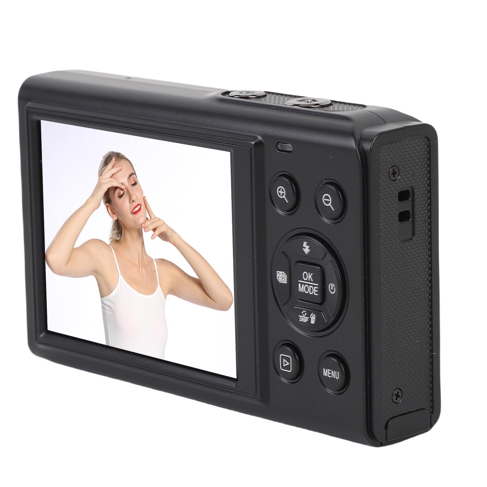 Akozon Aparat Cyfrowy 5K z Podwójnym Ekranem, 18-krotny Zoom, 80 MP, WiFi Vlog, Aparat Fotograficzny AF, Automatyczne Ustawianie Ostrości, z kartą Pamięci 32 GB (BLACK)