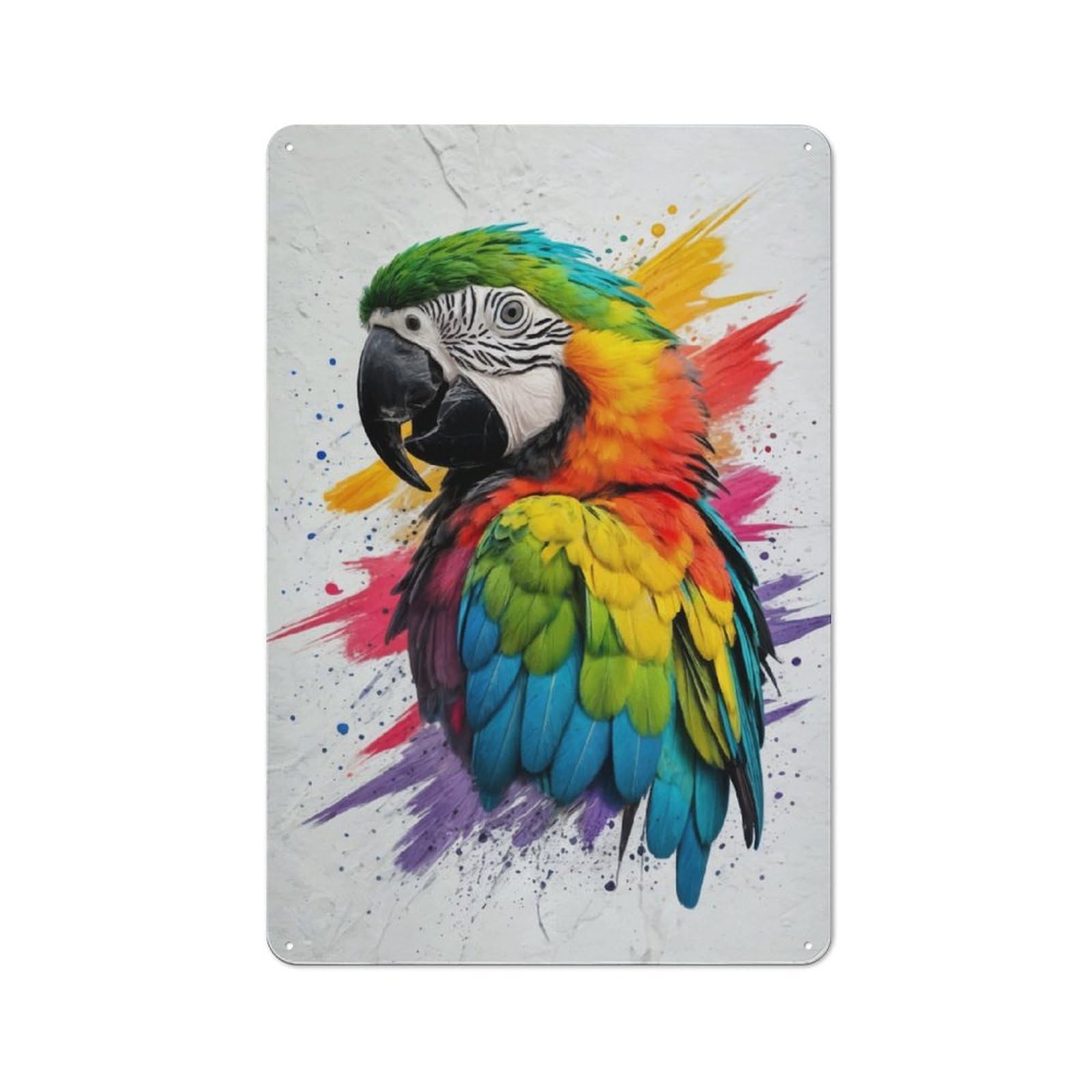 Colorful Parrot Painting Retro-style Metal Sign 30x20cm for Guest Room Or Hallway, for Hallway Wall Decor Fans