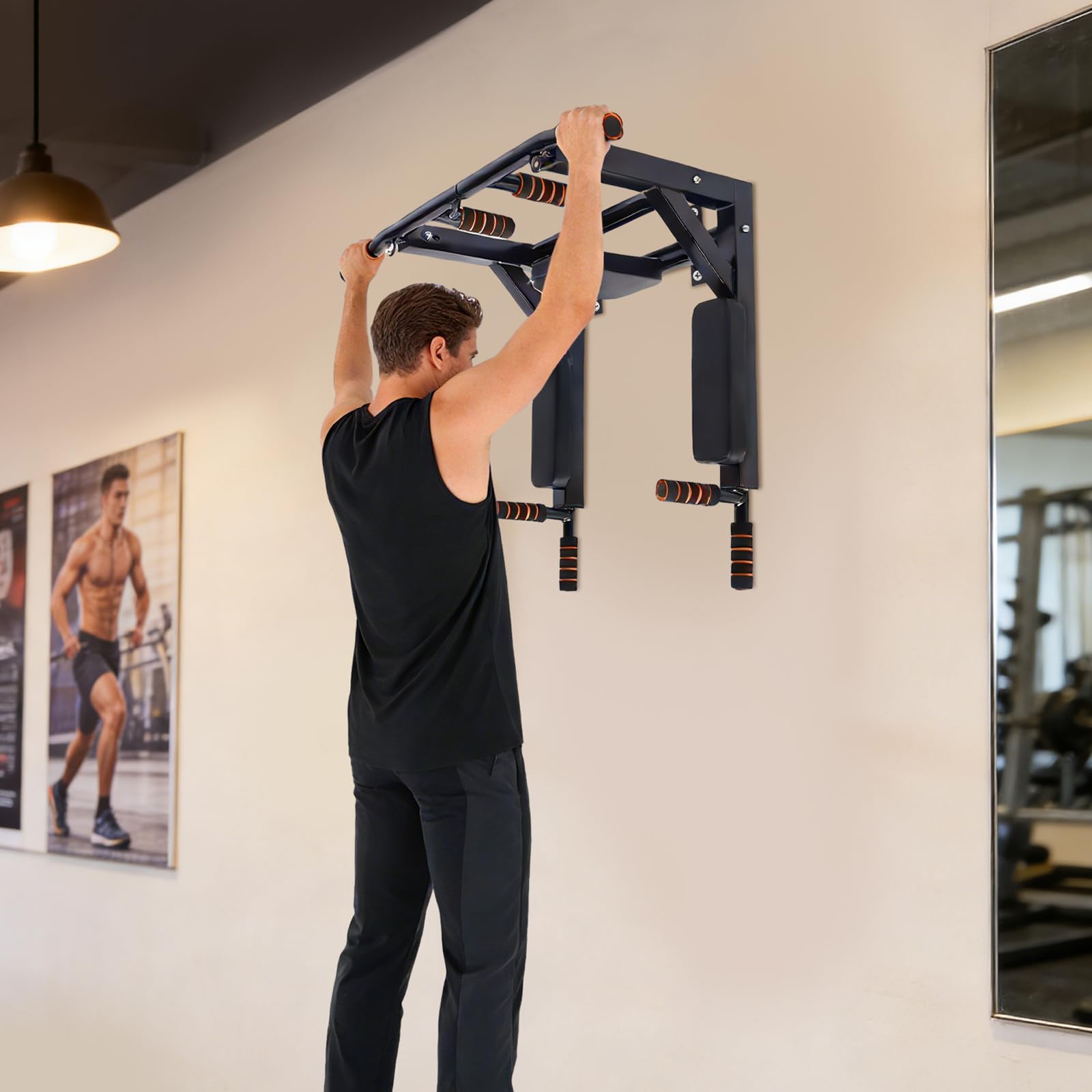 Barra per trazioni da parete, barra da allenamento multifunzionale per interni, stazione di allenamento per palestra a casa, con gancio per borse pesanti, pesi da allenamento