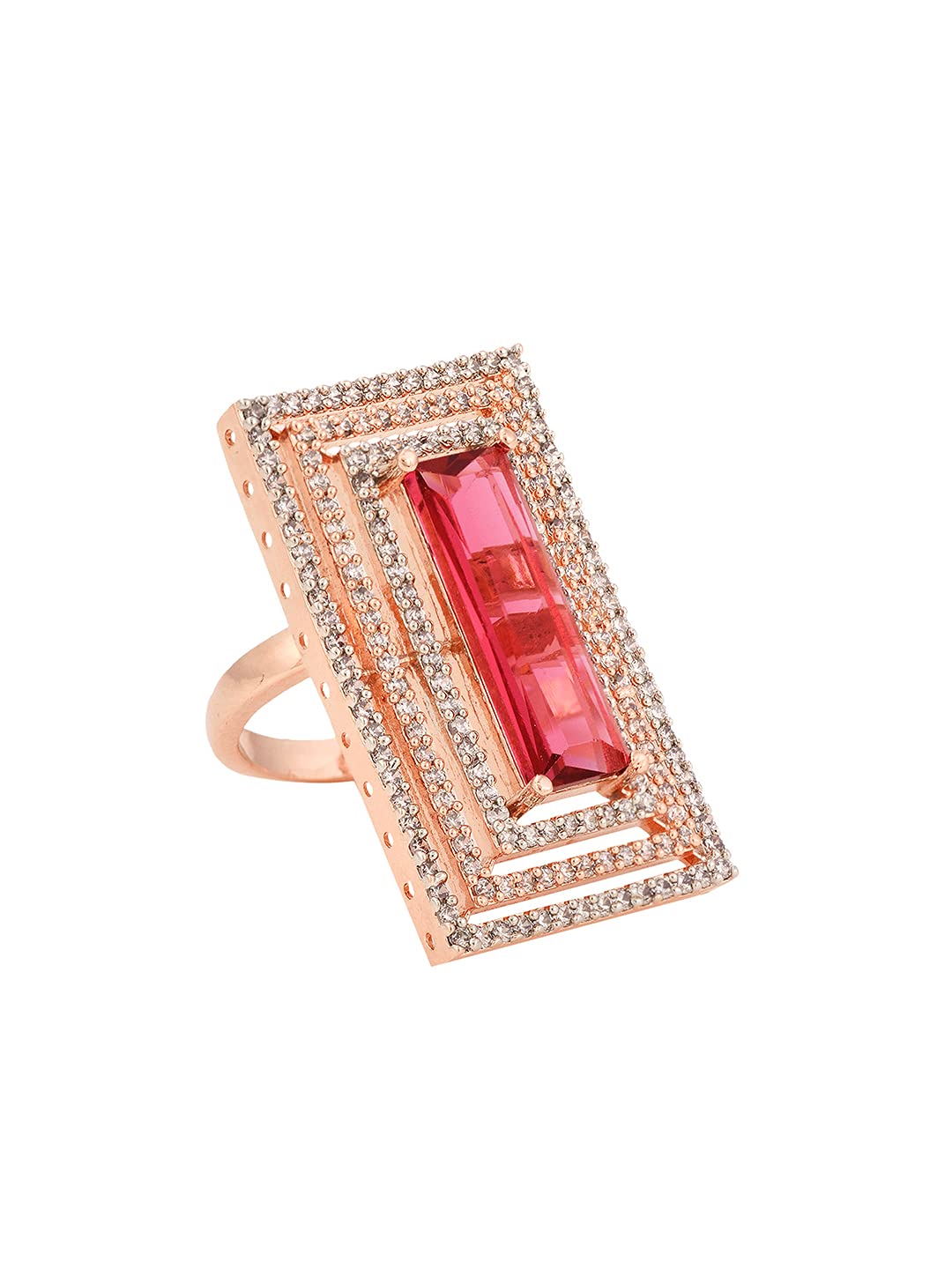 SARAF RS JEWELLERY Rose Pink Ruby Studded Solitaire Adjustable Cocktail Finger Ring (B09GFYP7FL) Amazon Price History, Amazon Price Tracker