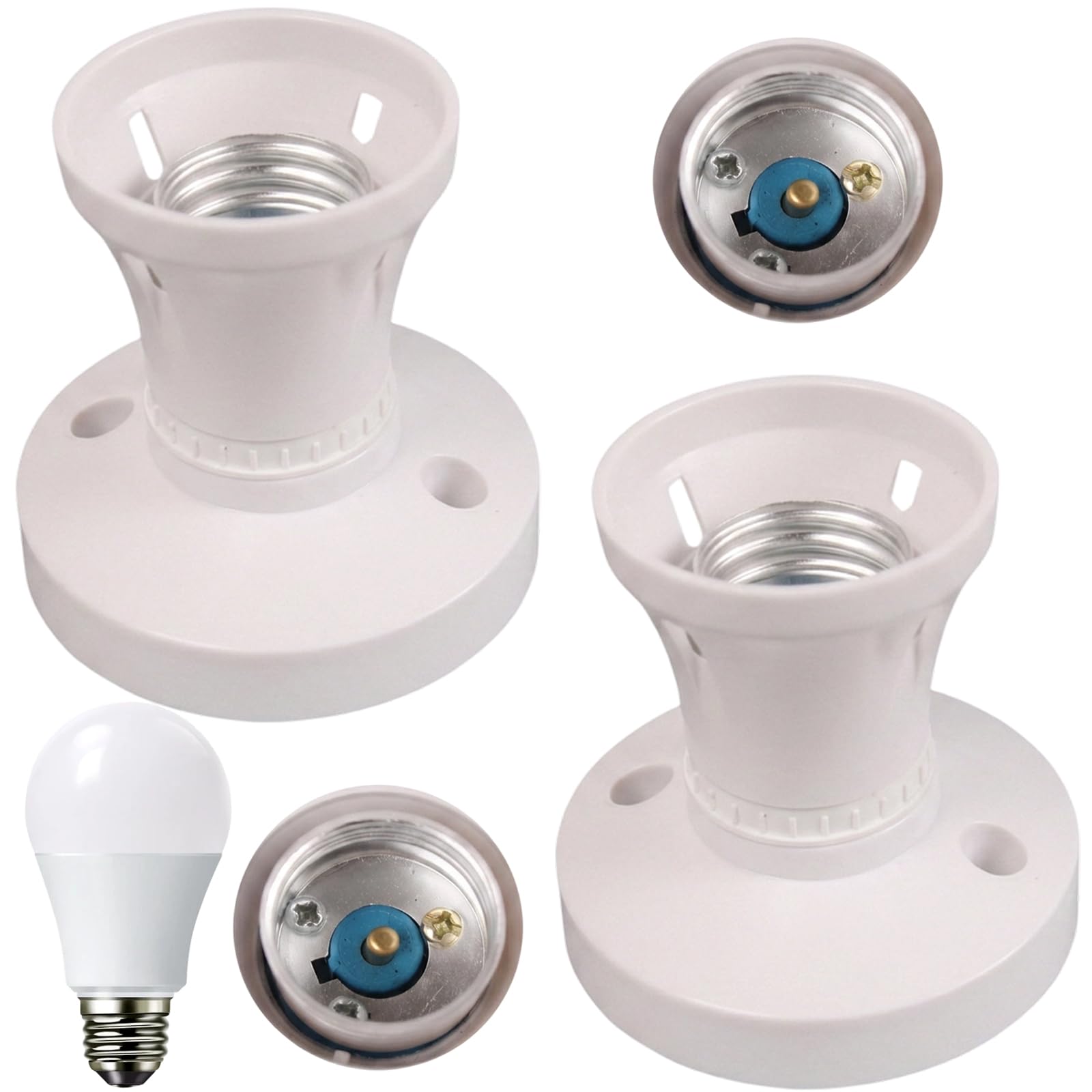 KYEDGC 2Pcs E27 Lamp Holders, Ceiling Rose Light Fittings for Residential and Commercial Spaces, E27 Bulb Holder for DIY Installation, Light Socket with Standard Electrical Specifications