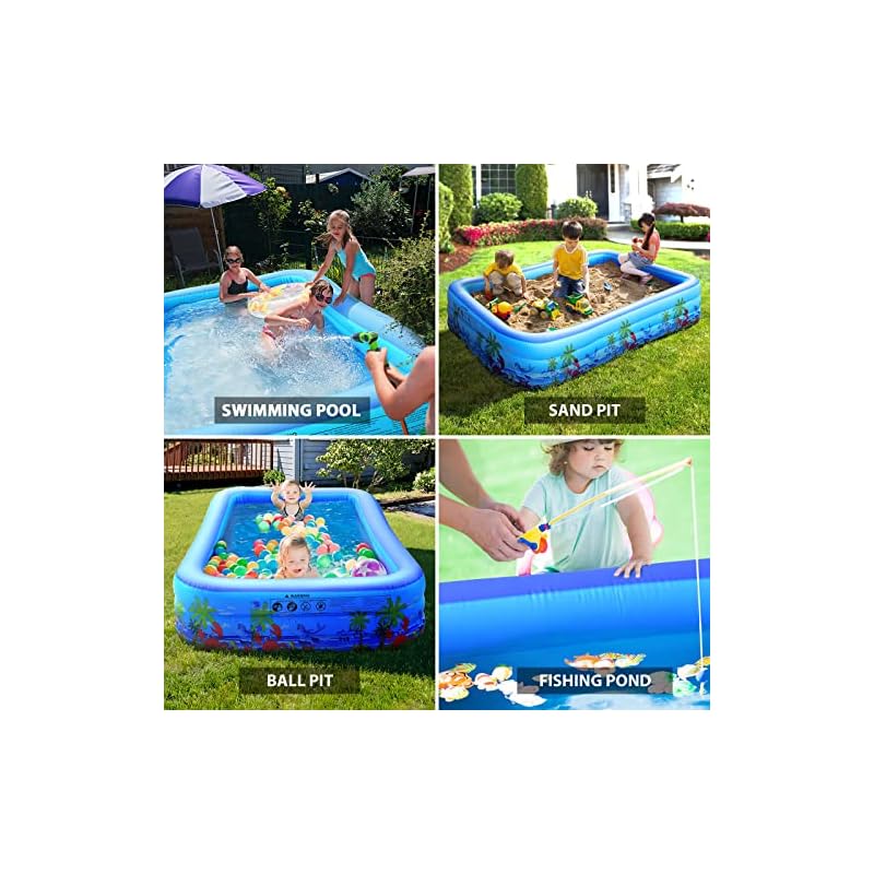 FUN LITTLE TOYS 118" x 72" x 22" Inflatable Swimming Pool, Oversized Thickened Family Blow Up Pool for Kids and Adults, Above Ground Kiddie Pool for Garden, Backyard, Summer Water Party - Image 3