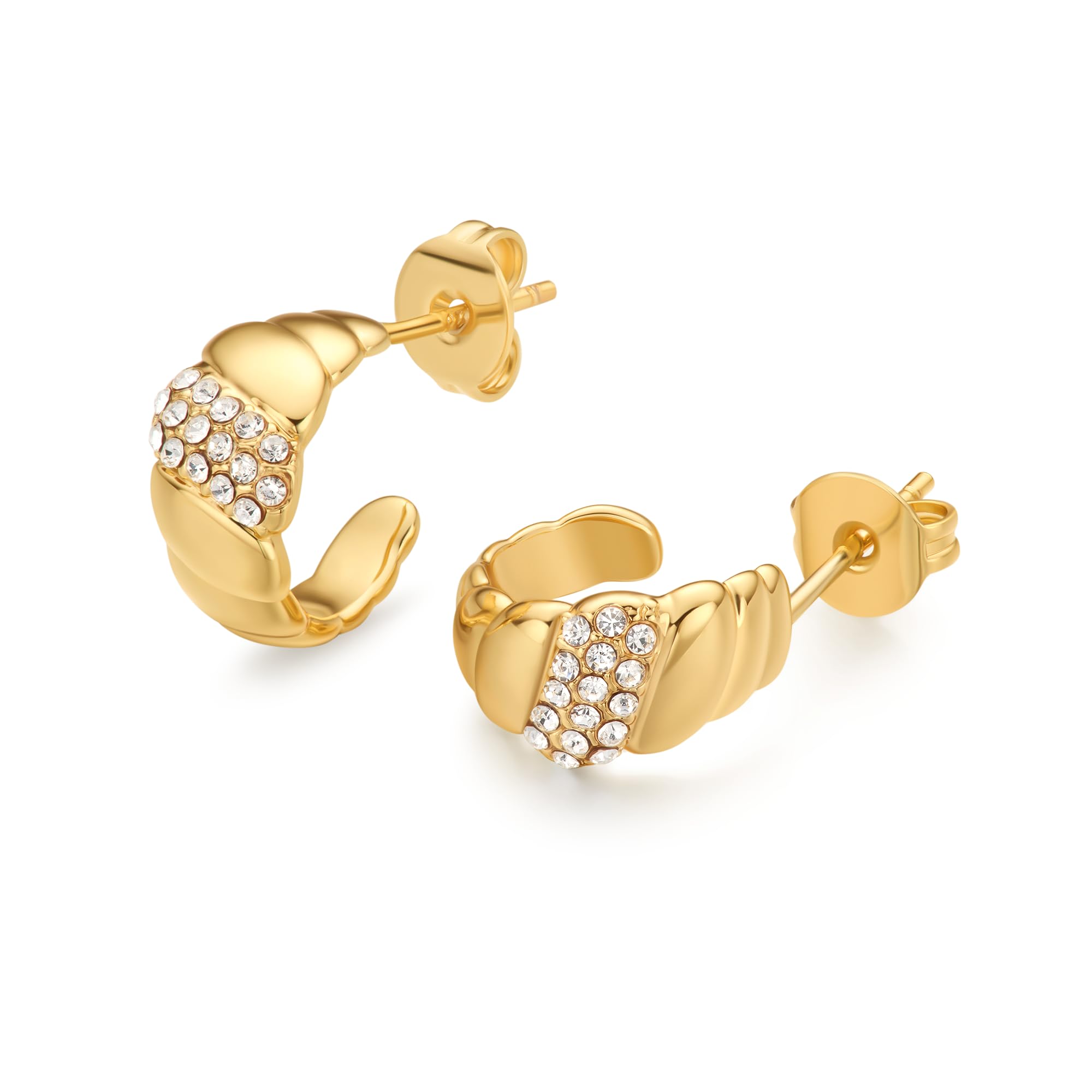 FRUMOS 925 Sterling Silver Huggie Earrings for Women 18K Gold Plated Hoop Earrings for Women Hypoallergenic Small Cubic