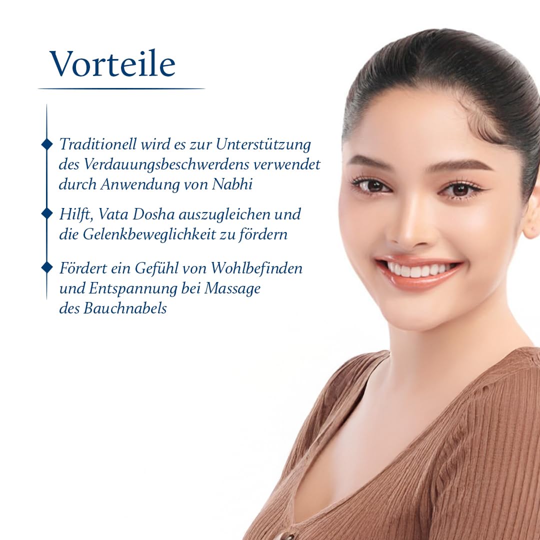 Blue Nectar Nabhi Öl mit Ghee & Mandelöl | Ayurvedisches Bauchnabelöl zur Verdauung & Gelenkunterstützung (21 Kräuter, 30 ml)