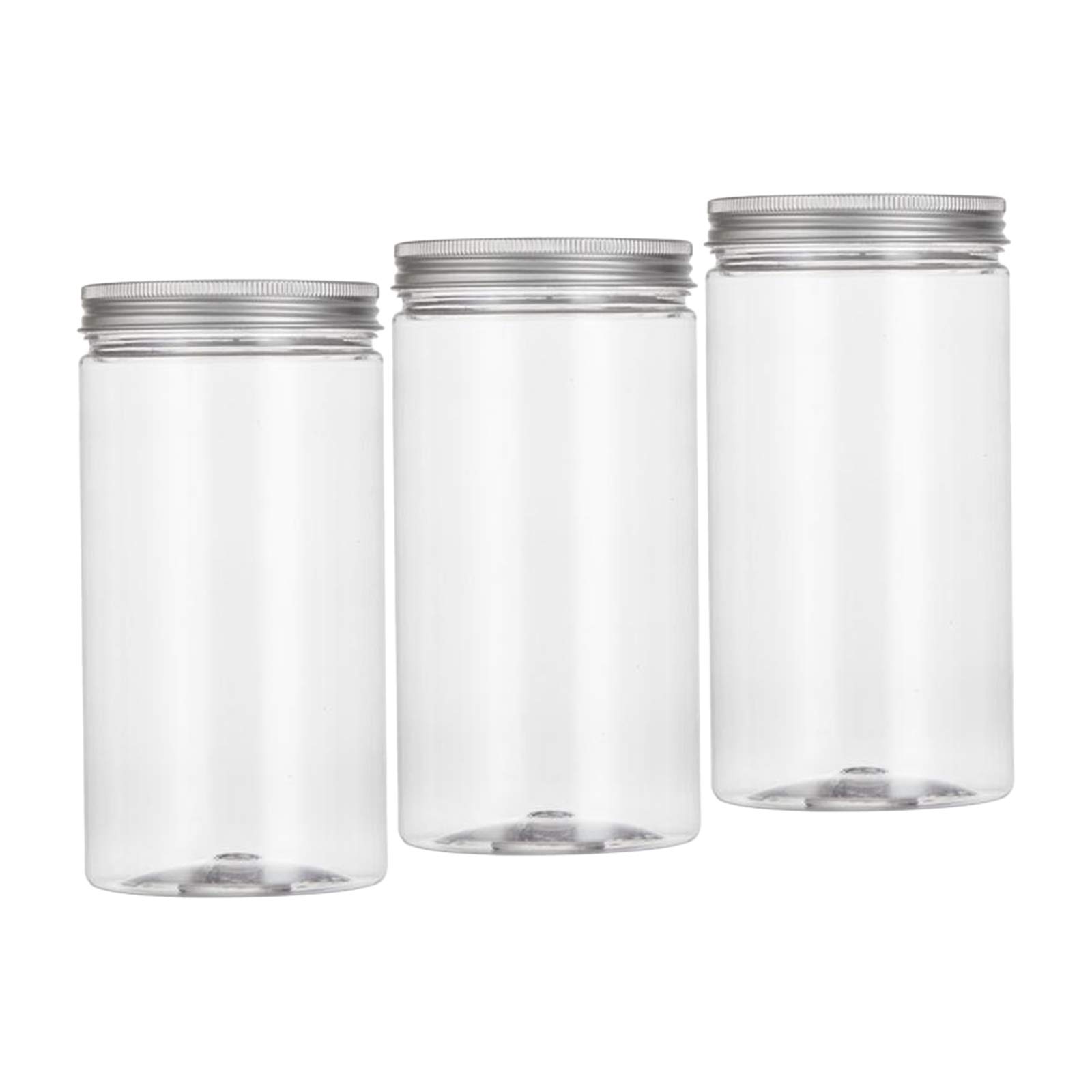 3pcs Clear Food Storage Jars Round Empty Transparent Container with Screw Top for Kitchen Seasoning Snack (1000ml)