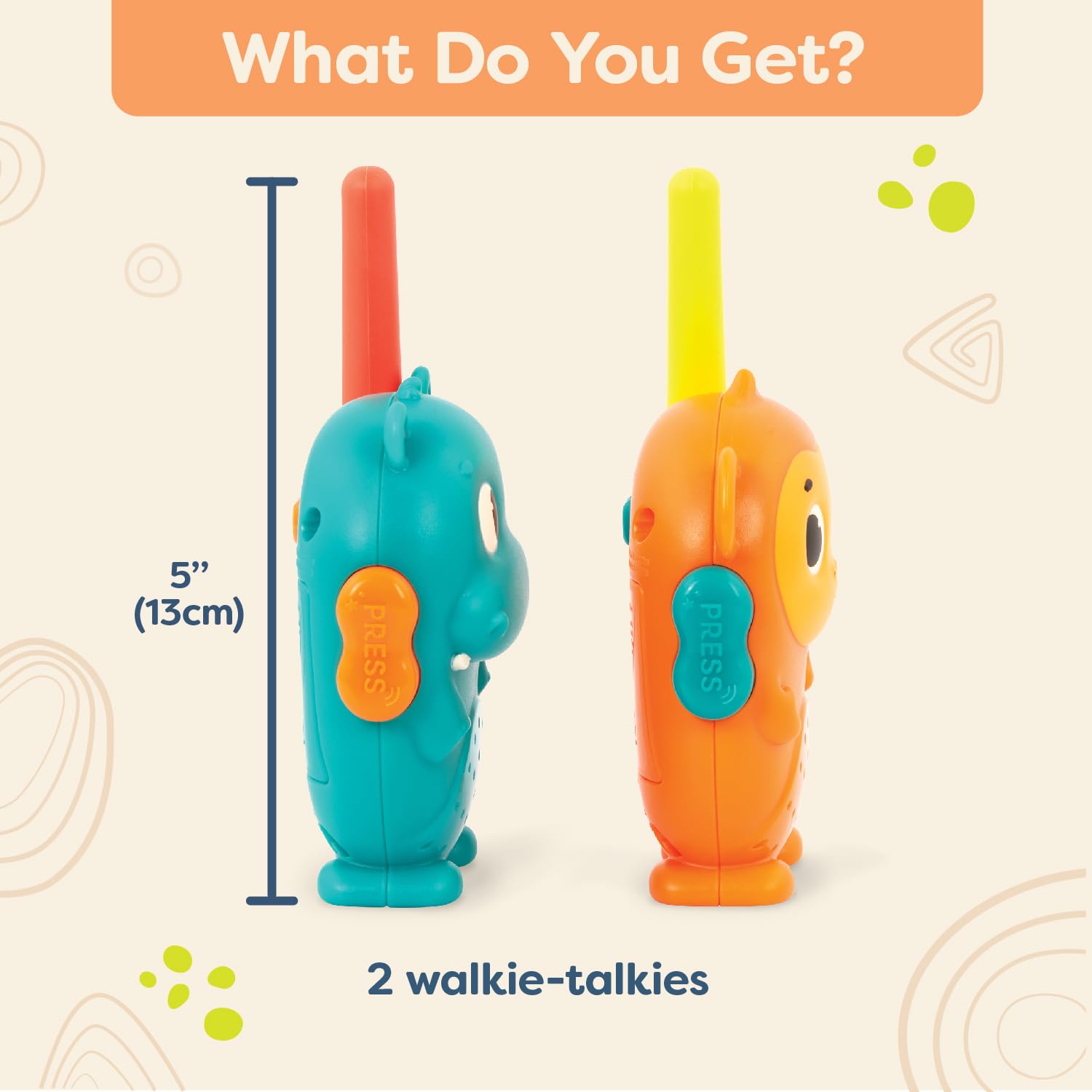 Amazon.com: B. toys – Hippo & Monkey Walkie-Talkie Set – Two-Pack