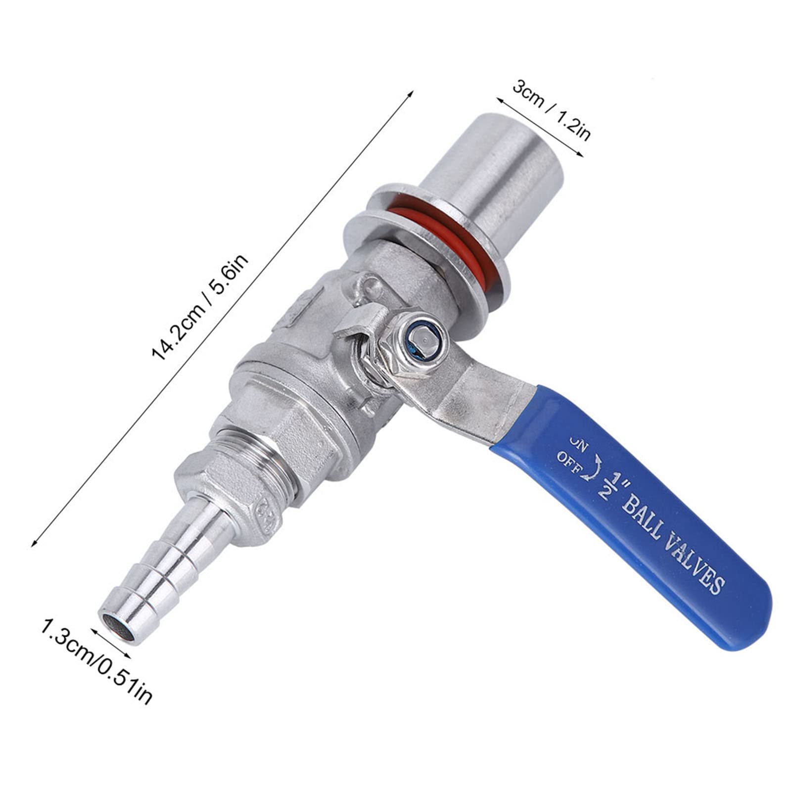 Robinet à bille, filetage femelle de cloison sans soudure en acier inoxydable 304 1/2in Bière Bouilloire Valve Home Brewing Accessory Silver 5.6in