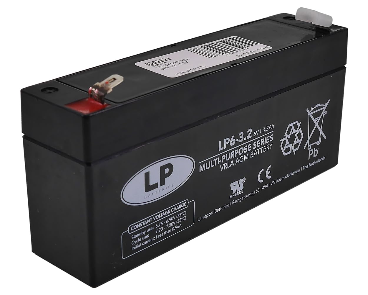 LANDPORT Batterie NSA LP6-3,2 T1 6V 3,2Ah 134x34x60mm Akku VRLA AGM kompatibel für USV Solaranlagen, Hebebühne, Kinderauto, Alarmanlage
