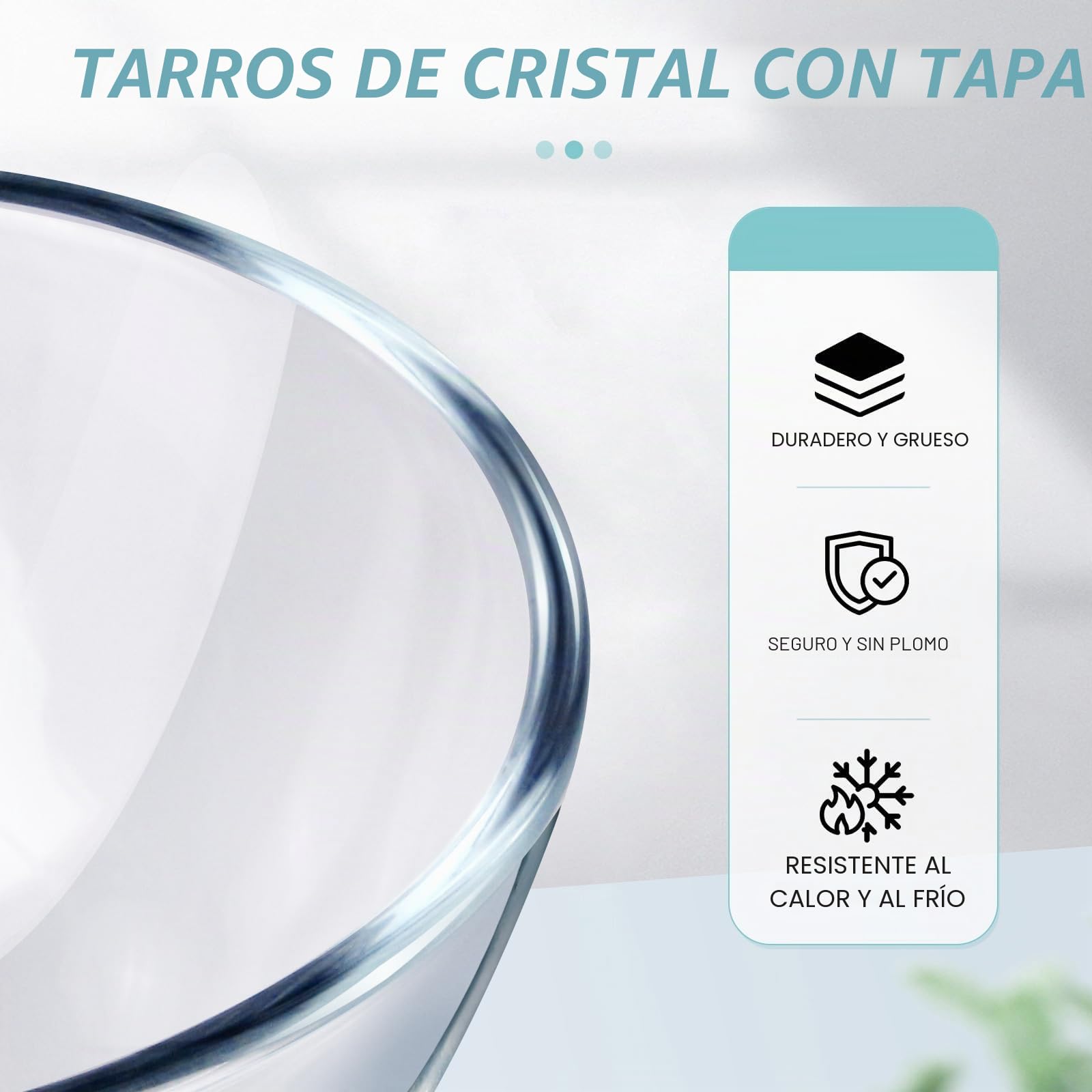 Luvan Juego de 3 Cuencos de Vidrio para Mezclar con Tapa (4.2L, 2.5L,1L),Ensaladeras Redondas Grandes para Cocina, Ideal para Almacenar Alimentos, Cocinar, Hornear, Preparar, Apto para Lavavajillas