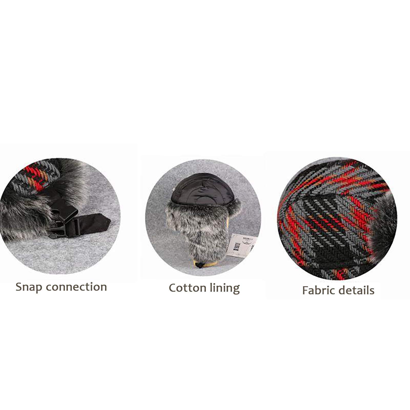 Cappelli Invernali, Cappello Cappello da Aviatore Cappello con paraorecchie in Pelliccia Sintetica Caldo Inverno per Uomo(A-60cm)