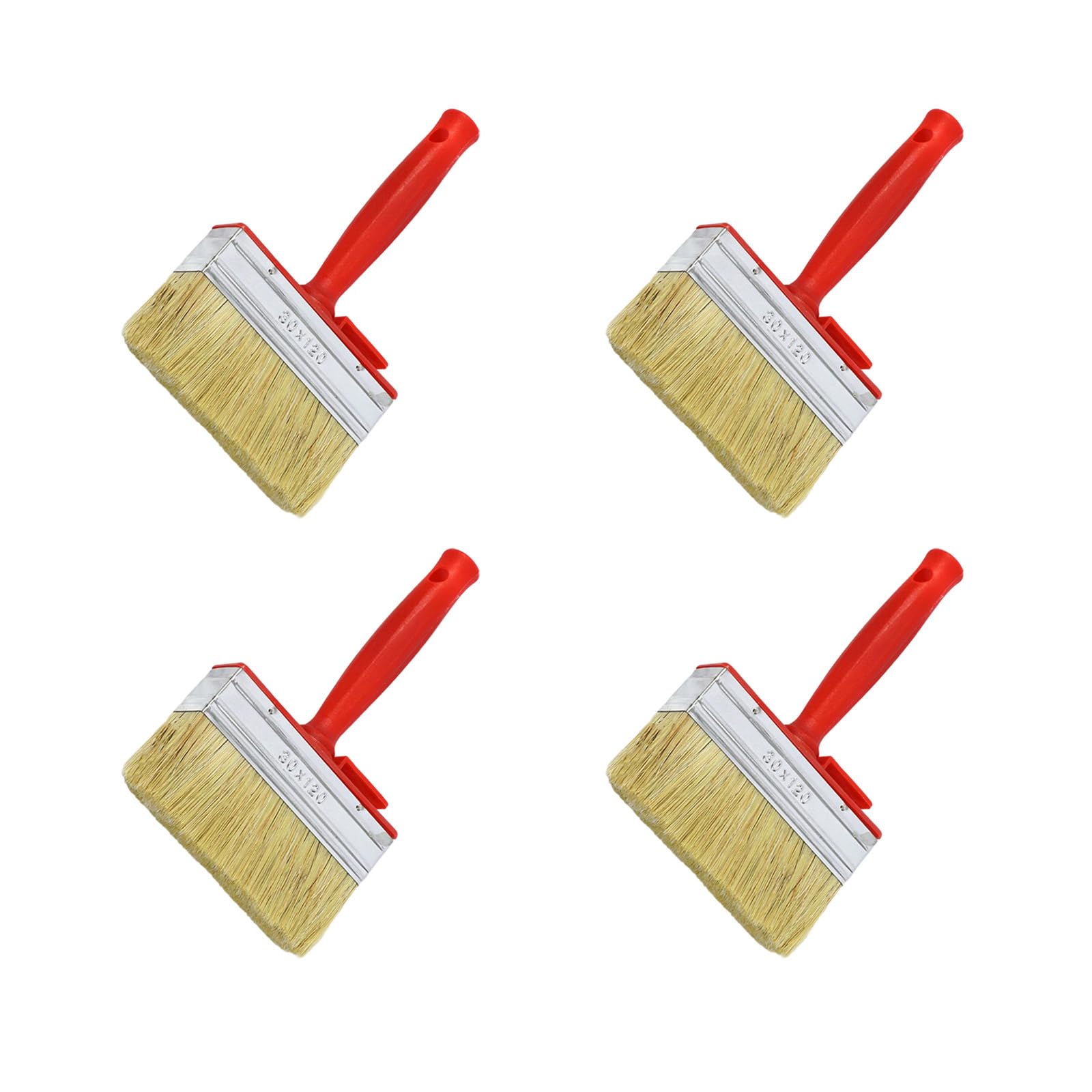 4Pieces Professional Stain and Varnish Brush Set with Sturdy Handle Accessory for Smooth Paint Application Rustproof Wall Painting Tool