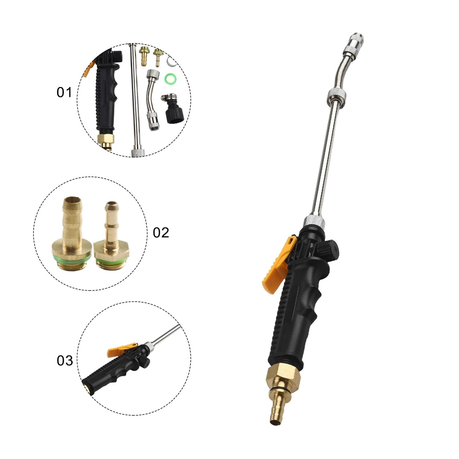 1/4 "3/8" Różdżka Do Spryskiwacza Wysokociśnieniowy Pistolet Na Wodę Metalowy Pod Ciśnieniem Wąż Ogrodowy Z Dyszą Opryskiwacz Podlewanie Zraszacz OszczęDzaj Wodę I Pracę(72cm)