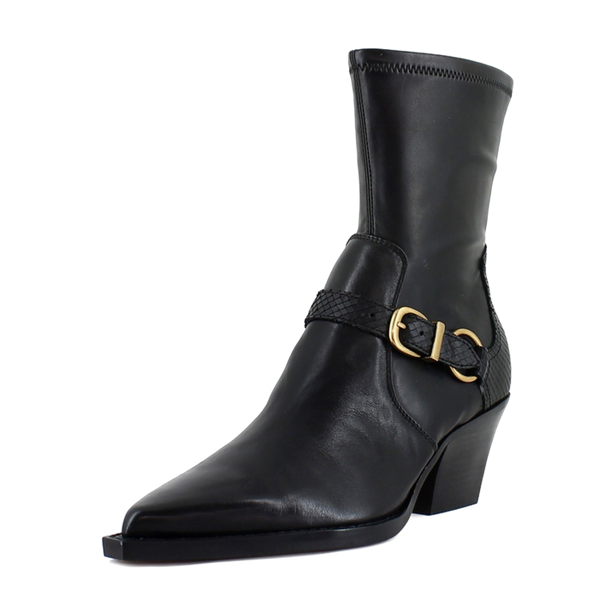 RAVE WIDE CALF BOOTS BLACK LEATHER