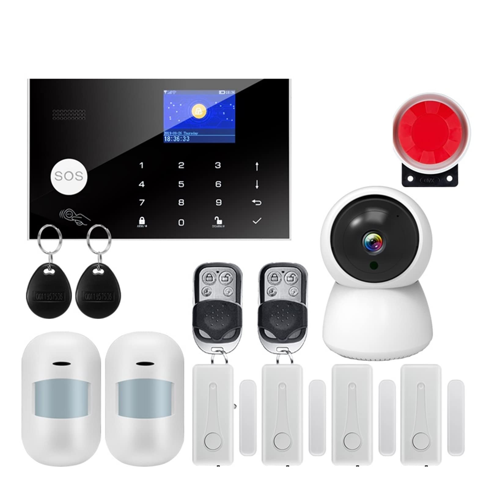 System alarmowy do domu, System alarmowy do domu, Tuya Wireless Home GSM Bezpieczeństwo w domu z czujnikiem ruchu System antywłamaniowy do bezpieczeństwa domu i bezpieczeństwa dzieci(W7B15)
