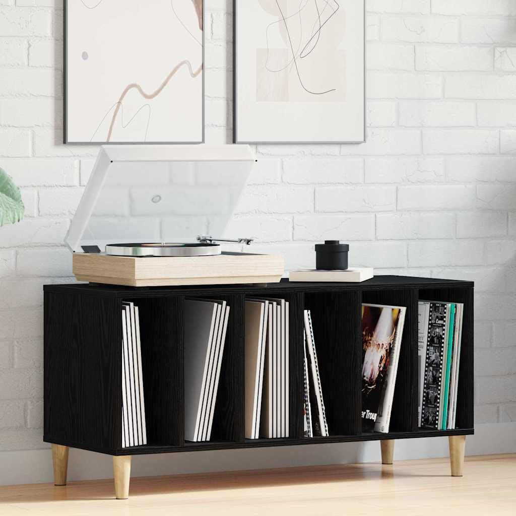 Armadietto per vinili, effetto rovere nero, 100 x 38 x 48 cm, con 5 ripiani, per soggiorno, credenza, scaffale, organizer per libri e supporti multimediali