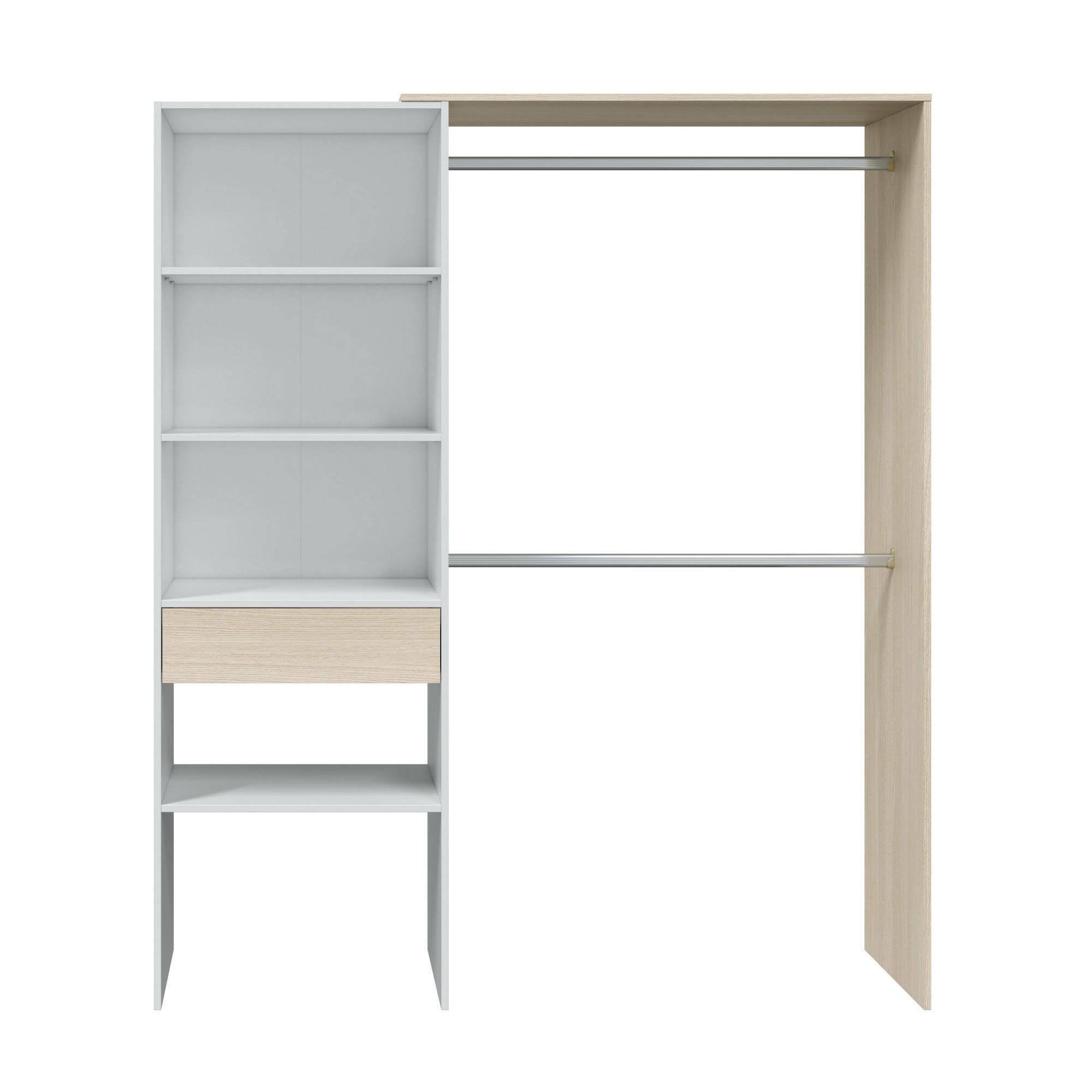 Dmora - Guardaroba grande Miramar, Struttura per cabina armadio, Armadio aperto senza ante, 158x40h187 cm, Bianco e Rovere