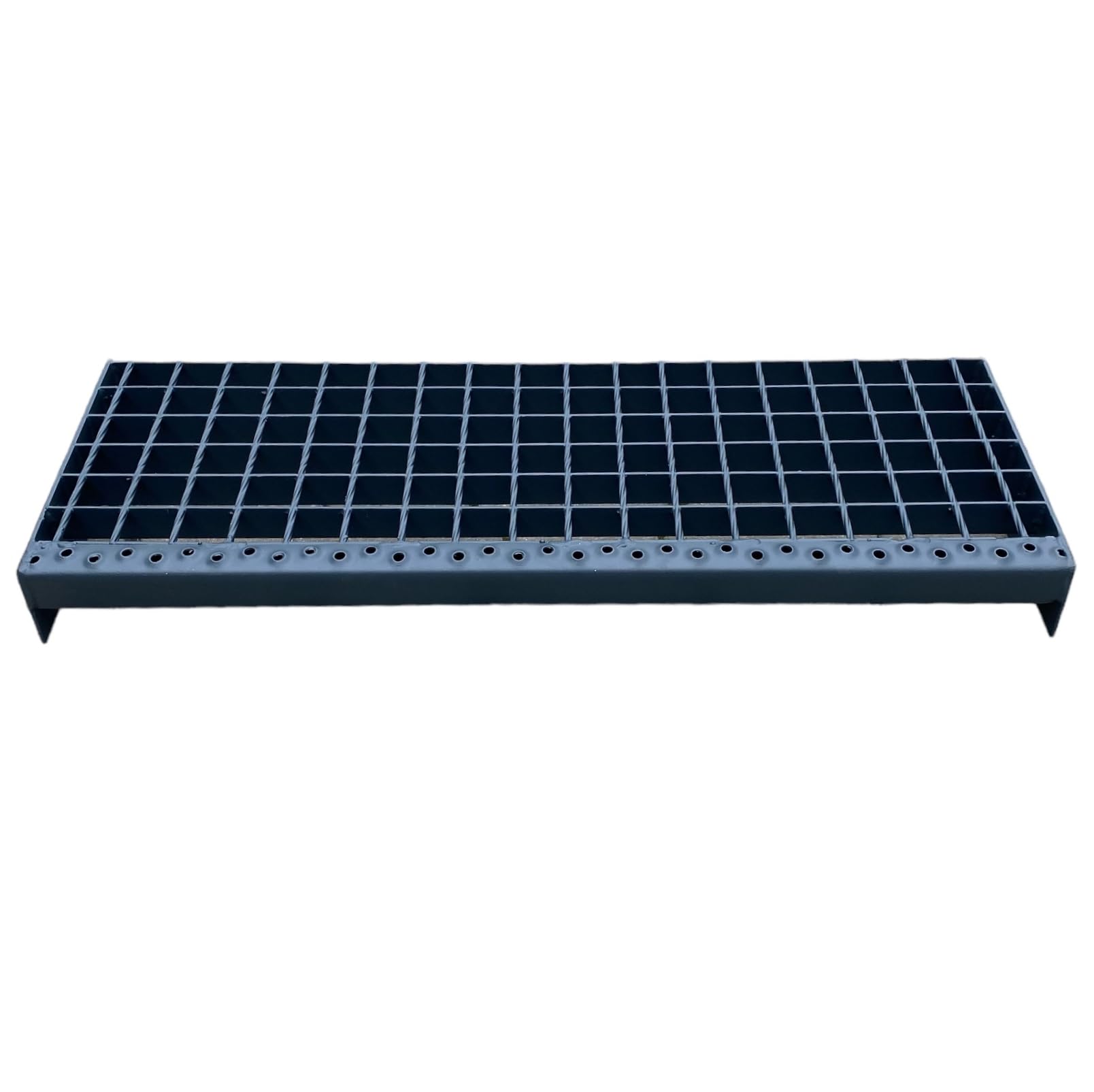 F & R Metallstufe 600x270 mm RAL 7016 Anthrazit – Treppenstufe Aus Stahl Mit Gitterrost + Schraubenset 4 Stk – Pulverbeschichtet Rutschfest Witterungsbeständig