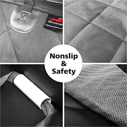 Image of Honest Dog Car Seat Covers with Side Flap, Pet Backseat Cover for Cars, Trucks, and Suv's - Waterproof & Nonslip-Luxury(Quilted) (61'' W x 64'' L,Gray)