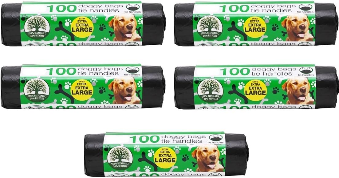 500 x Dog Poo Bags Extra Large Dog Poop Bags With Tie Handles Doggy