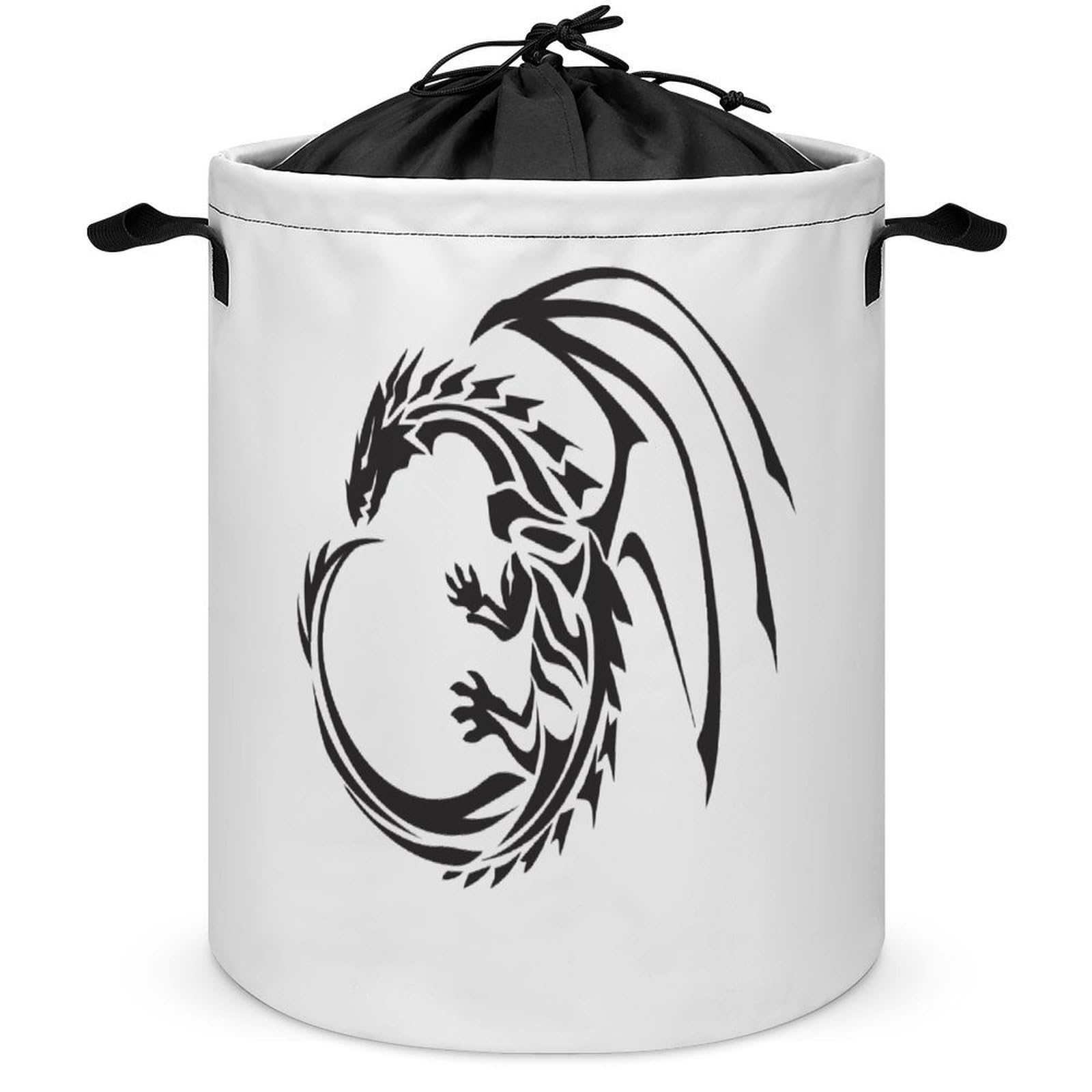 Qjjinxior Drawstring Laundry Hamper, Flying Dragons Laundry Basket, Washing Basket with Handle