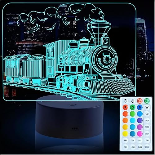 oboist Train Night Light,16 Color 3D LED Night Lamp for Boy, Remote Control