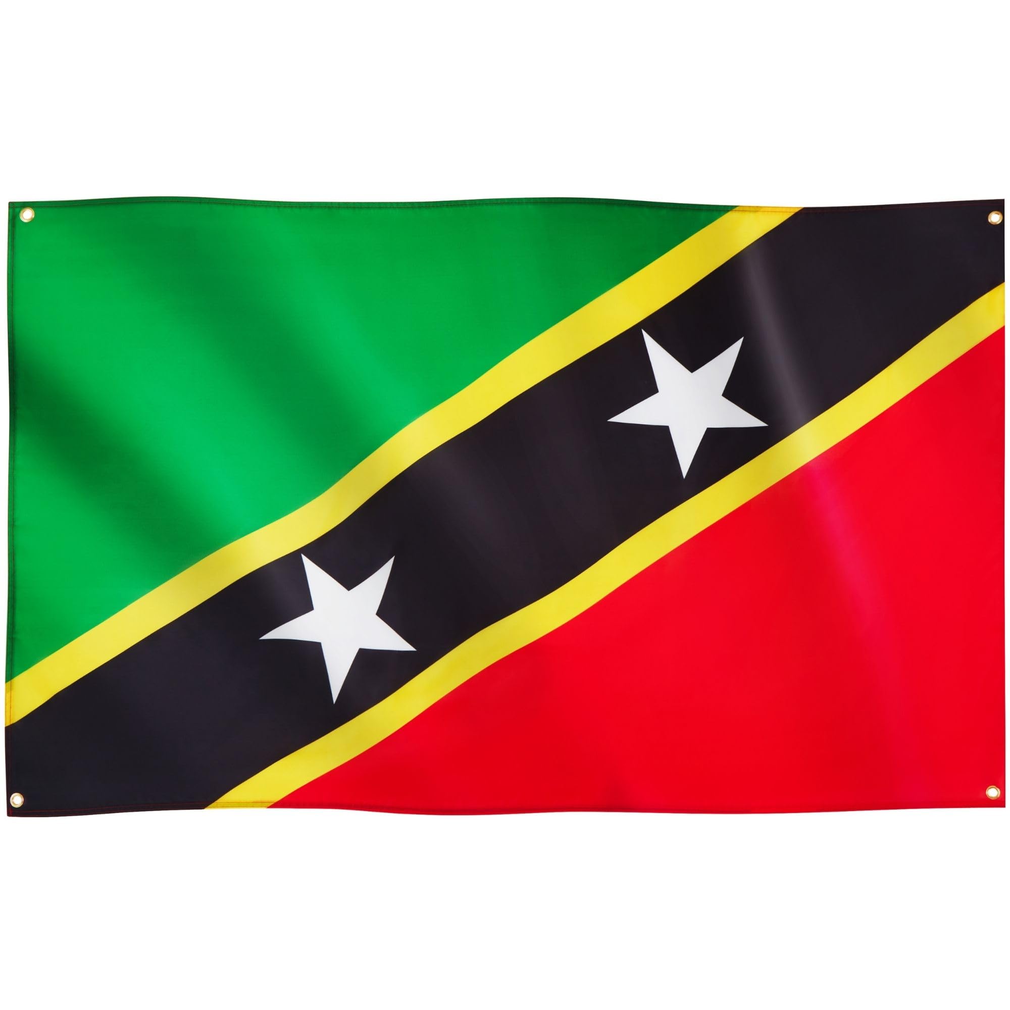 Runesol Saint Kitts and Nevis Flag, 91x152cm, 3ft x 5ft, 4 Grommets, Eyelet In Every Corner, Caribbean Flag