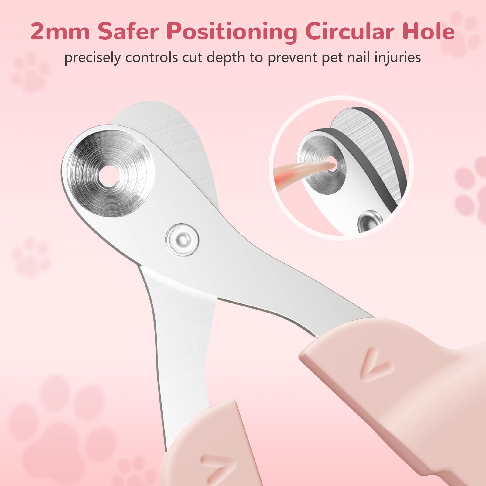 Pink Professional Cat Nail Clippers, Nail Clippers for Cats with Safe Positioning Hole, Cat Nail Clippers with Safety Guard Suitable for Rabbits, Guinea Pigs, Birds, Puppies — view 3