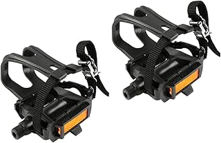 HONMEET 2 Pares De Pedais De Bicicleta Para Bicicleta Mtb Pedais De Bicicleta Pedais De Cinta Pedal Com Clipe E Tiras Kit Acessório De Pedal De Bicicleta Tiras De Dedo Do Pé Acessórios De