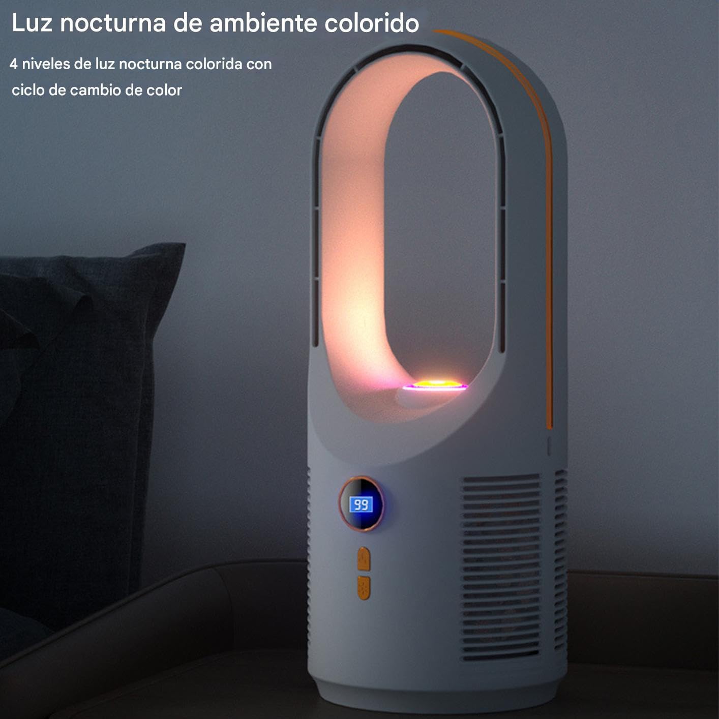 Ventilatore Senza Pale Da Scrivania Circolatore D'Aria Soffiante | Ventilatore Scrivania Senza Pale Multifunzione Luce Notturna Integrata, Portatile, Casa, Campeggio, Esterno, Aut