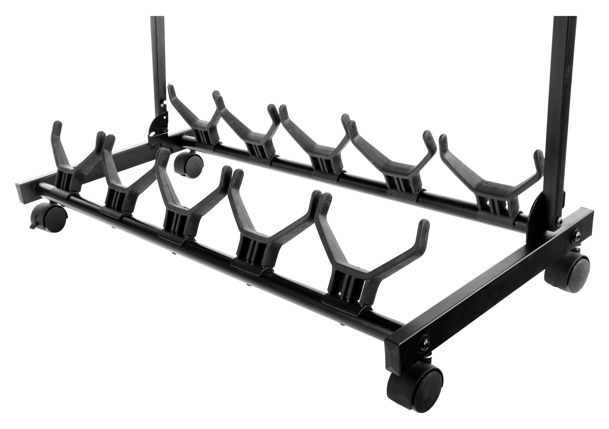ROCKTILE Soporte Multistand 5 Guitarras con Ruedas para E/A-Guitarra | Compatible con E-Guitarra, guitarra acústica, bajo eléctrico, bajo acústico, etc., 4 ruedas móviles, 2 ruedas bloqueables