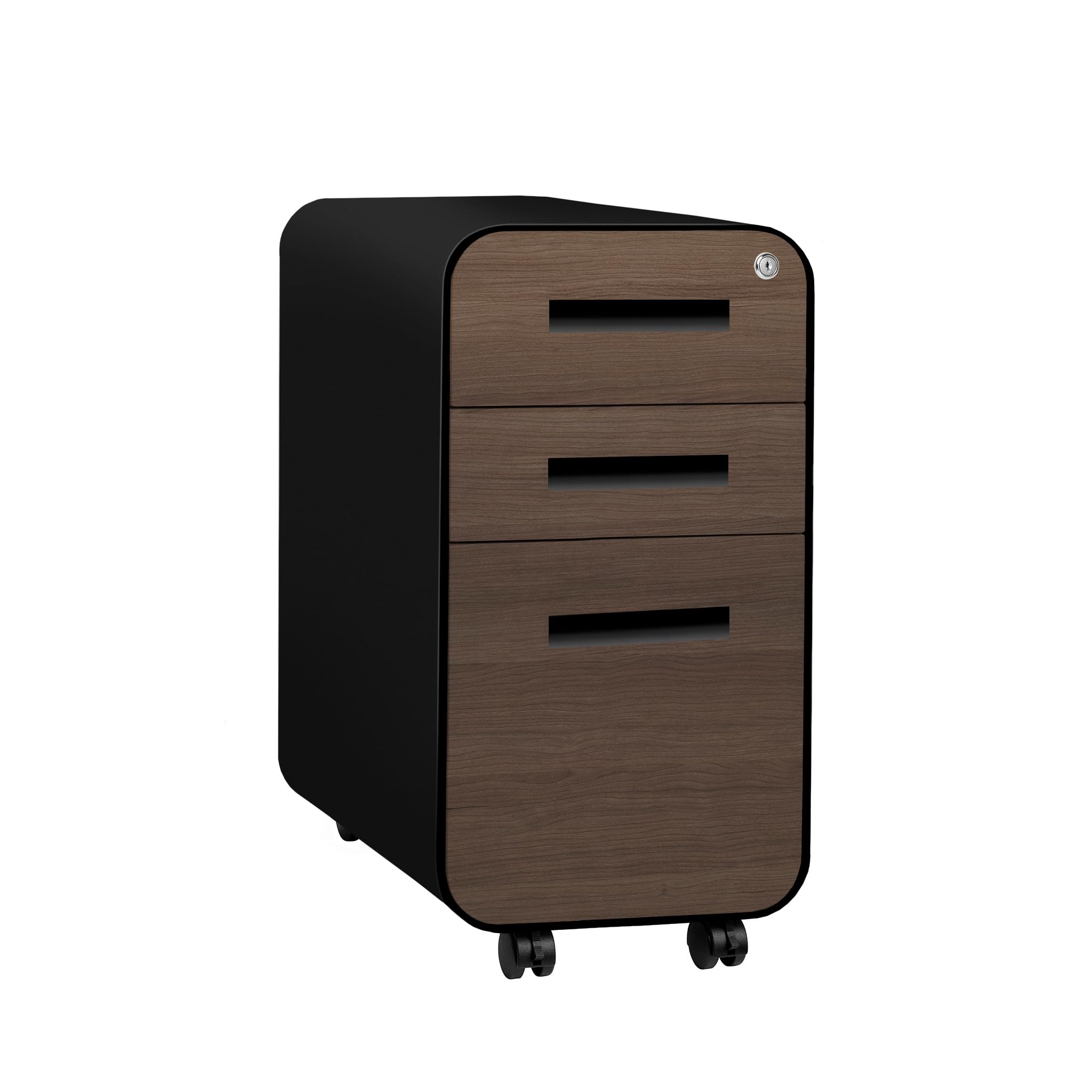 Laura Davidson Furniture Stockpile Slim 3-Drawer Mobile File Cabinet with Lock - Under Desk Metal Filing Cabinet, Legal/Letter File Folders, Wheels &